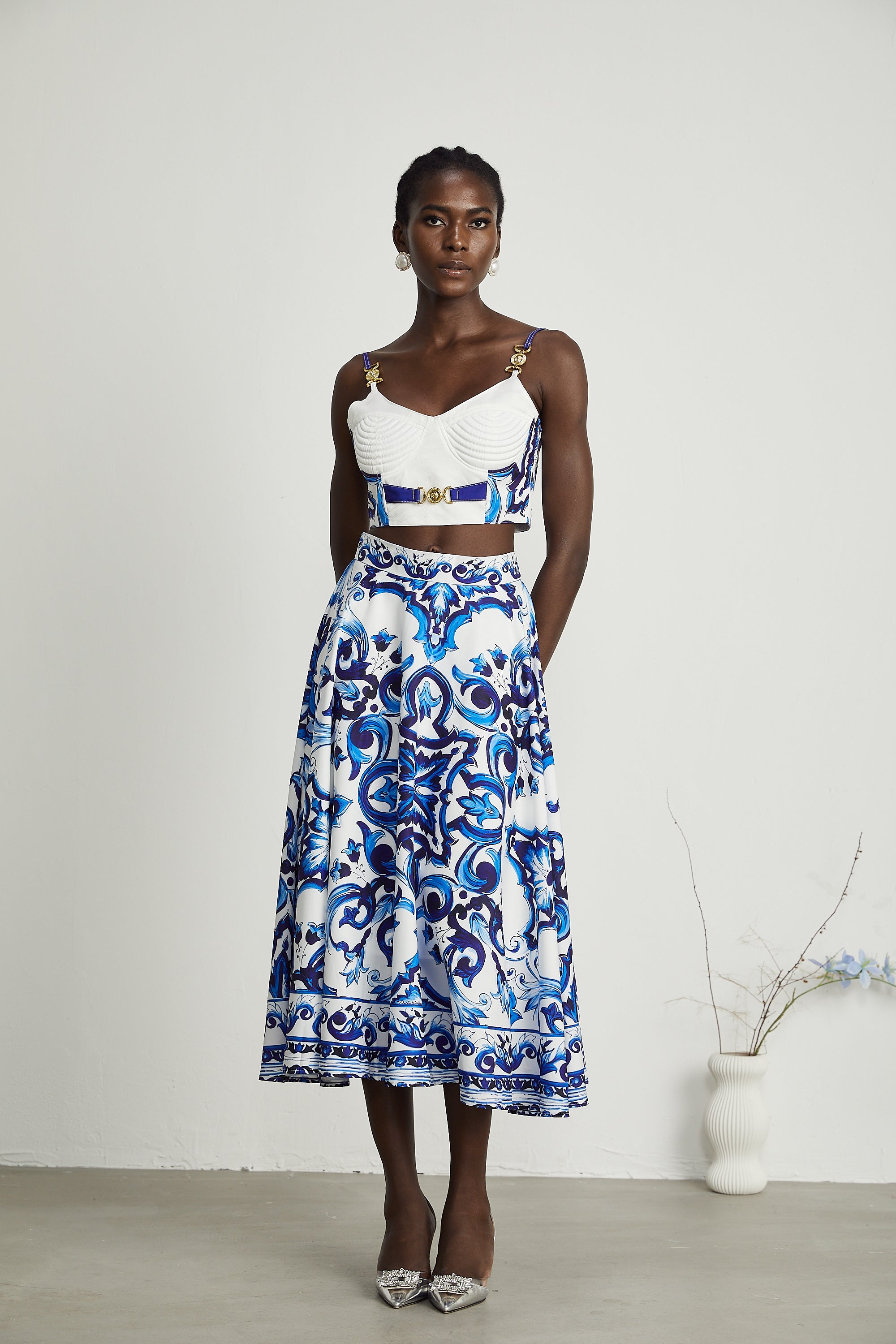 Graphic Print Top & Skirt Set
