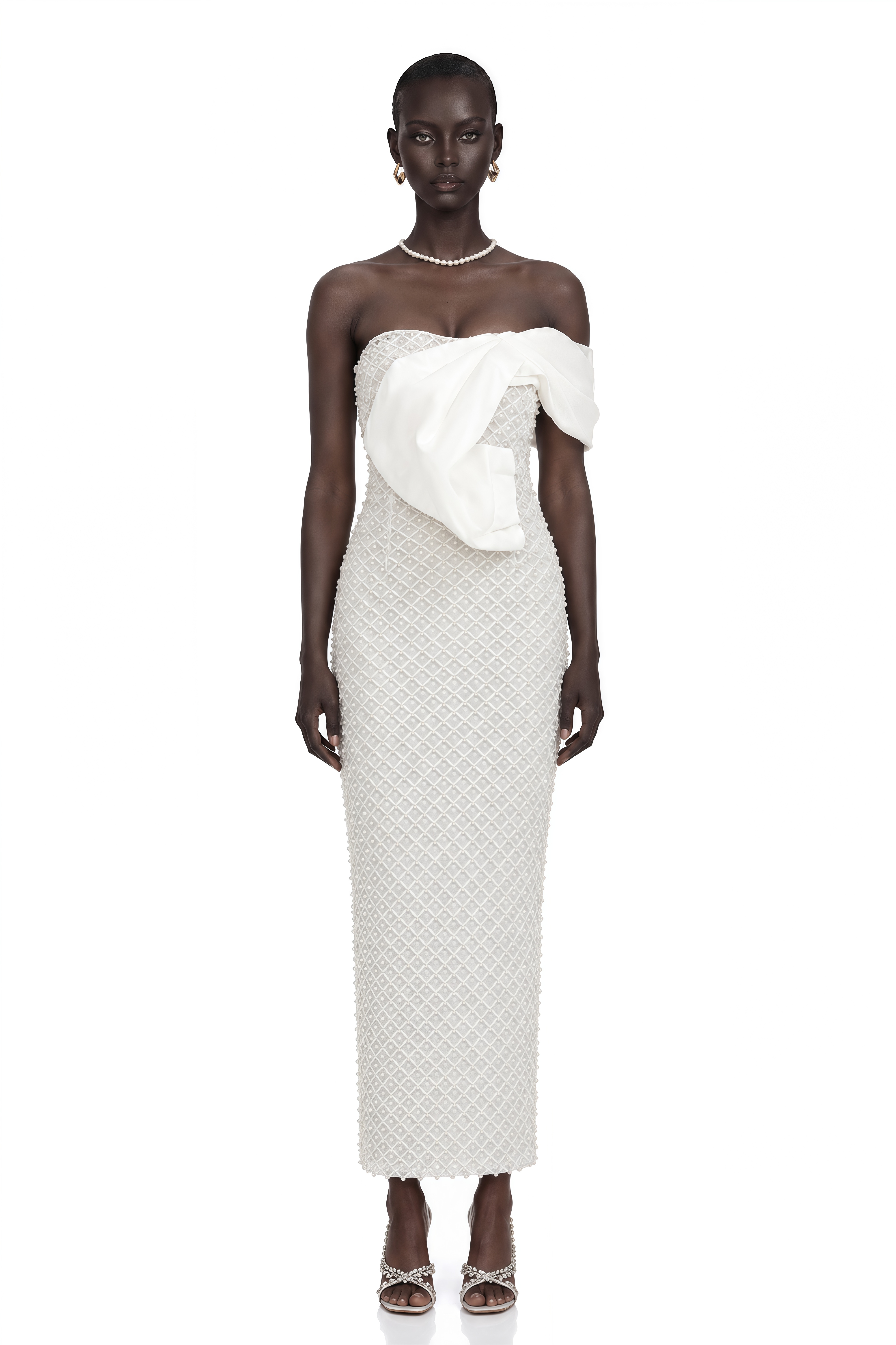 Maura Faux-Pearl Off-Shoulder Dress