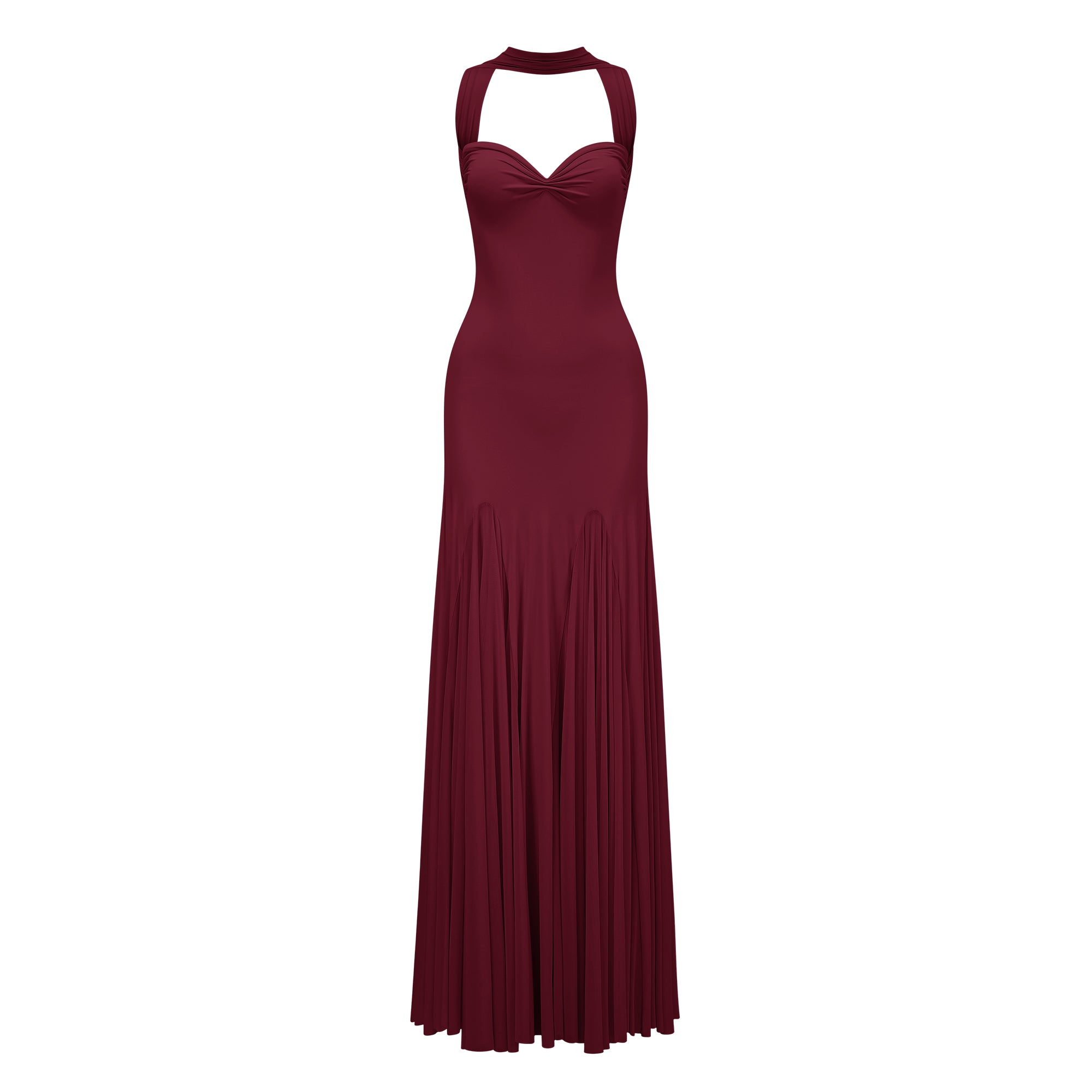 Red Sweetheart Neck Maxi Dress