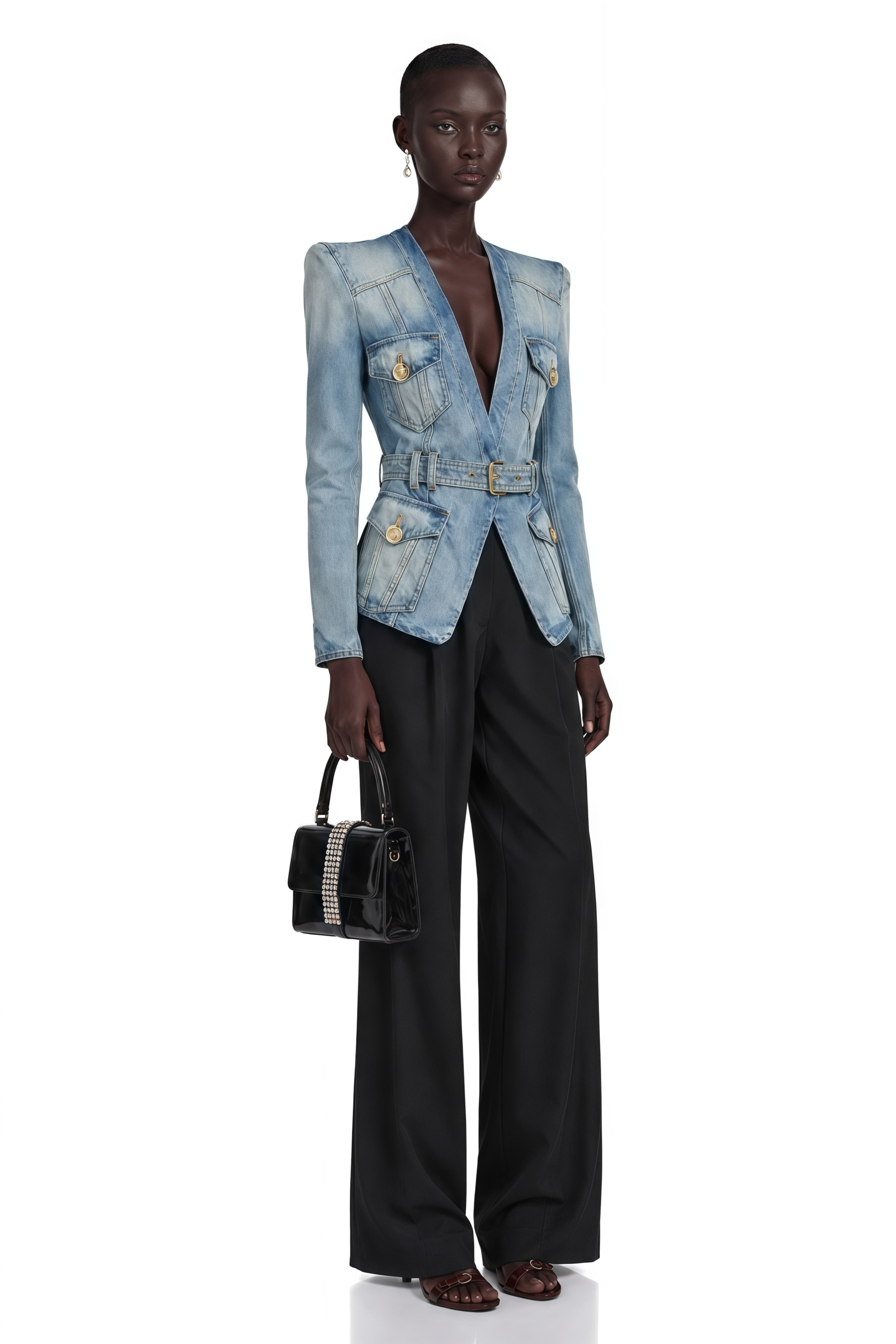 Edda Light Blue Belted Denim Jacket
