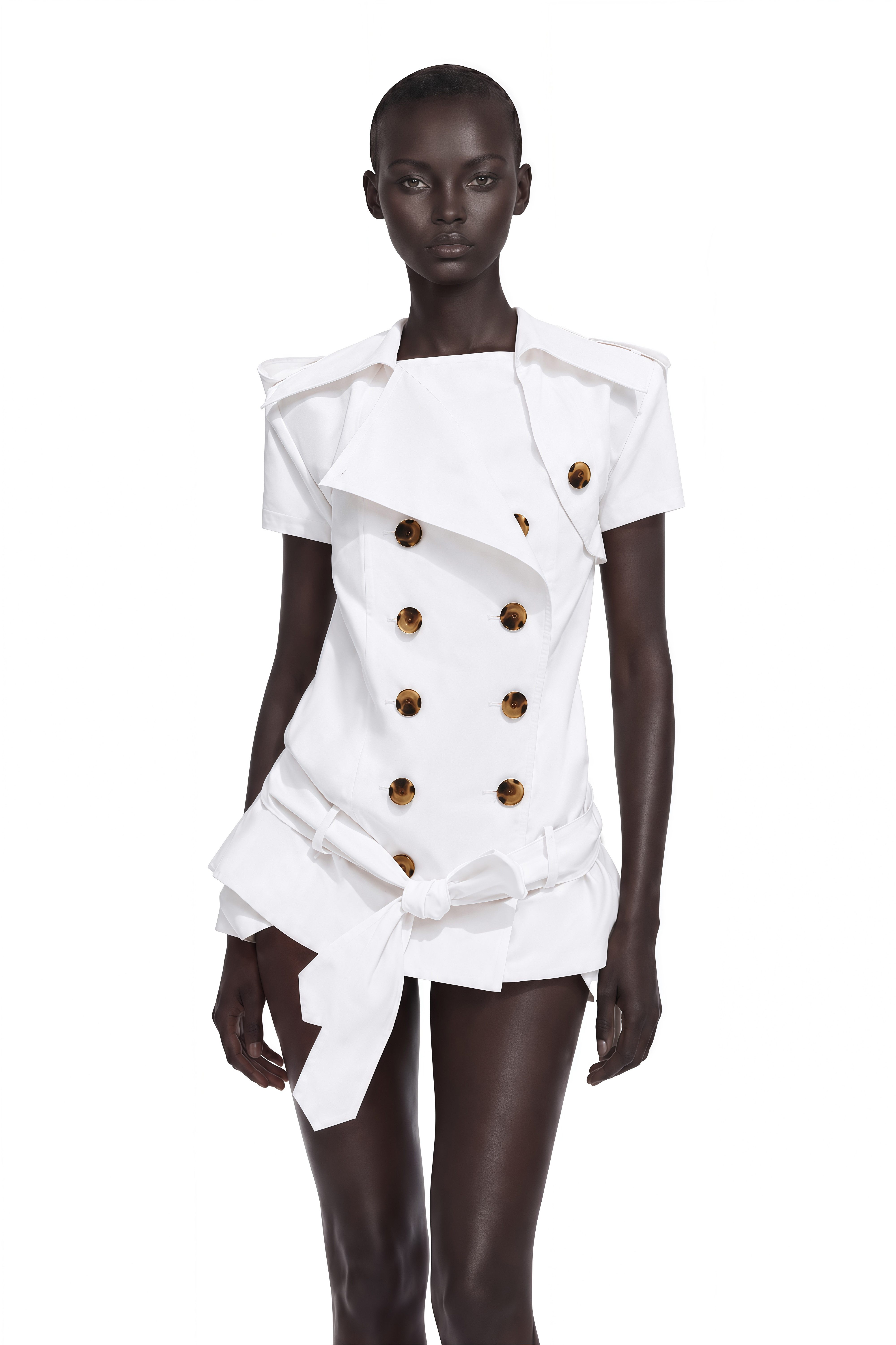 Josette White Double Breasted Trench Coat