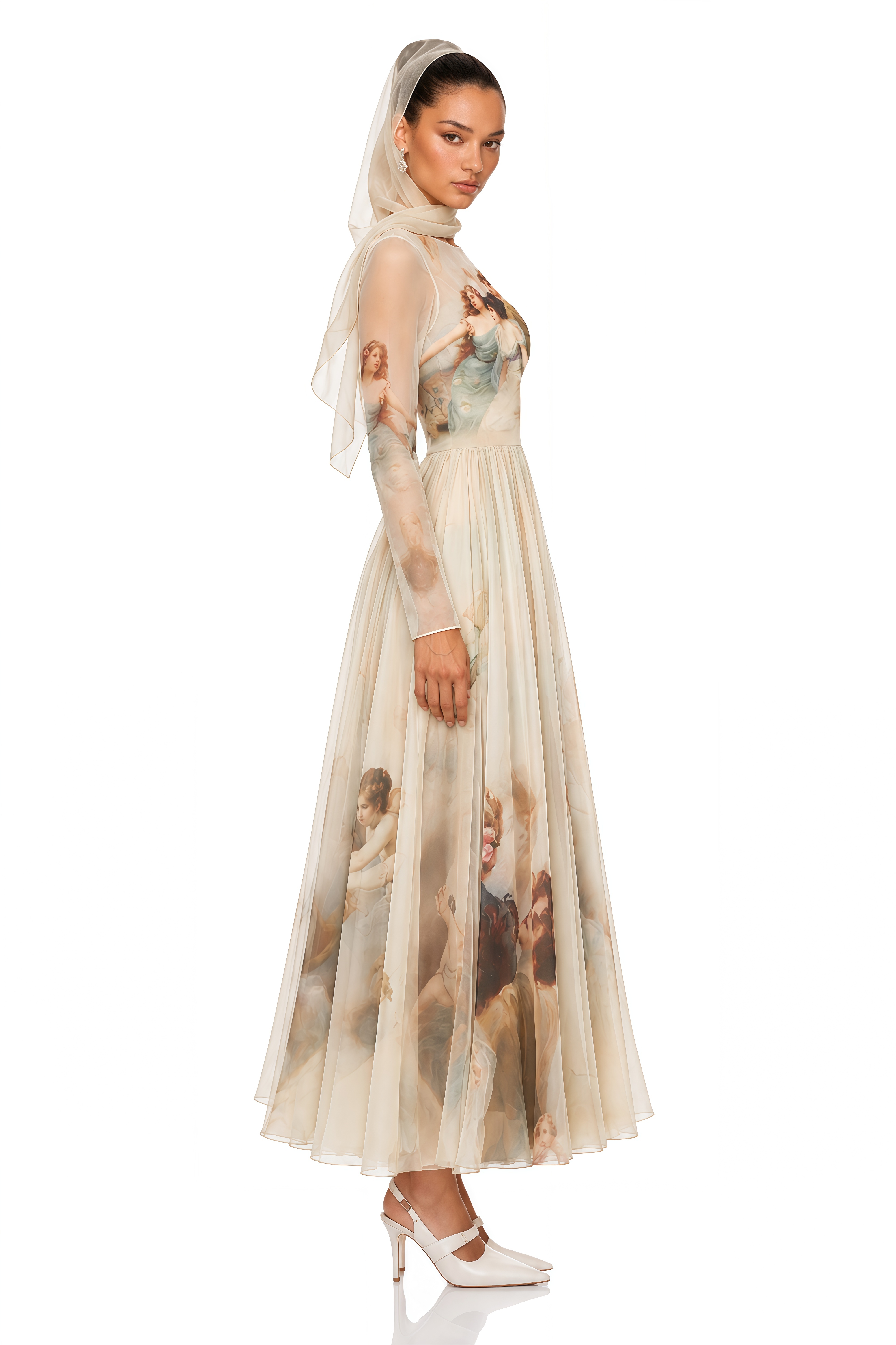 Manon Green Graphic Print Silk Maxi Dress