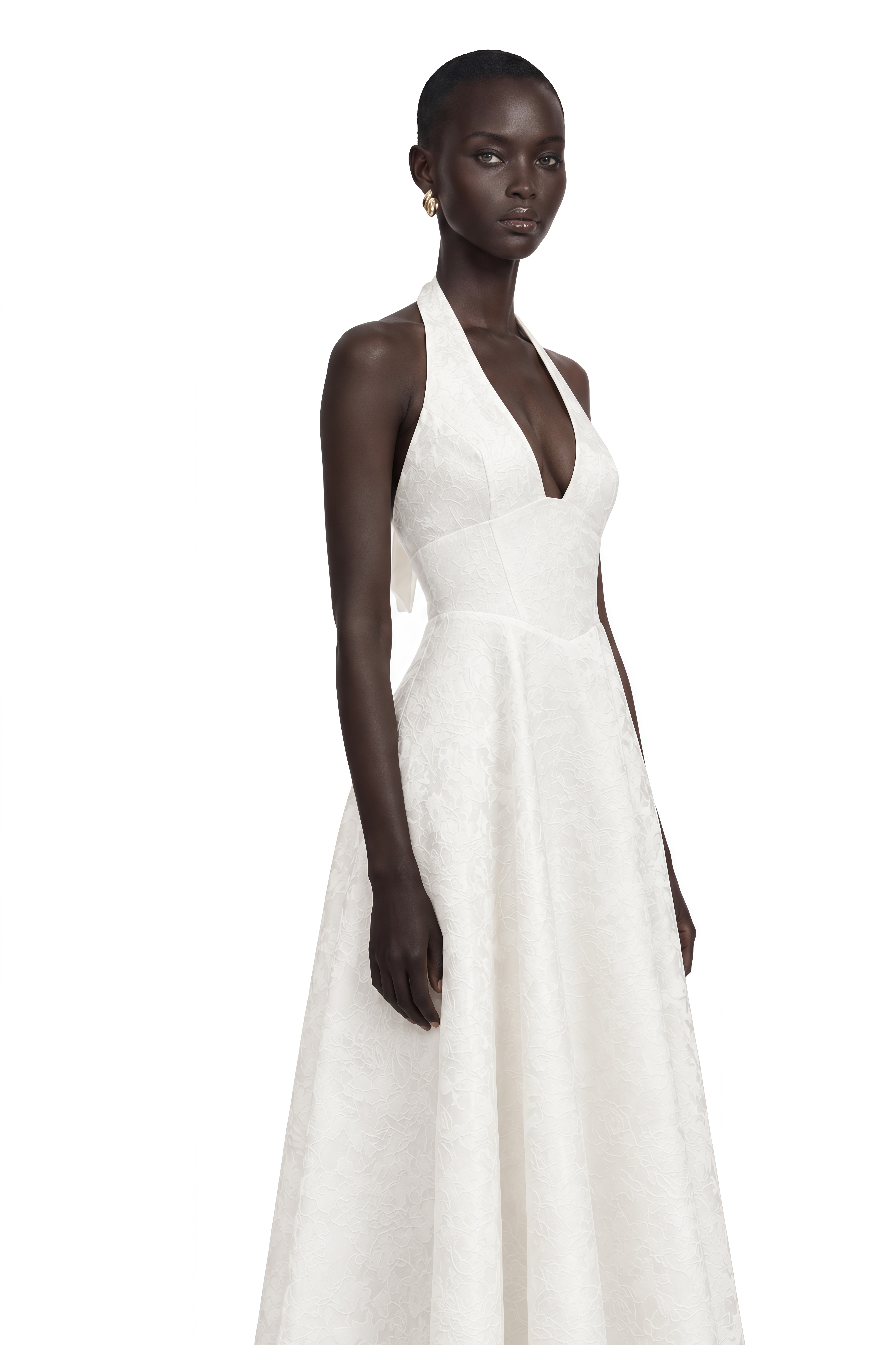 Céline White Glamorous Event Midi Dress