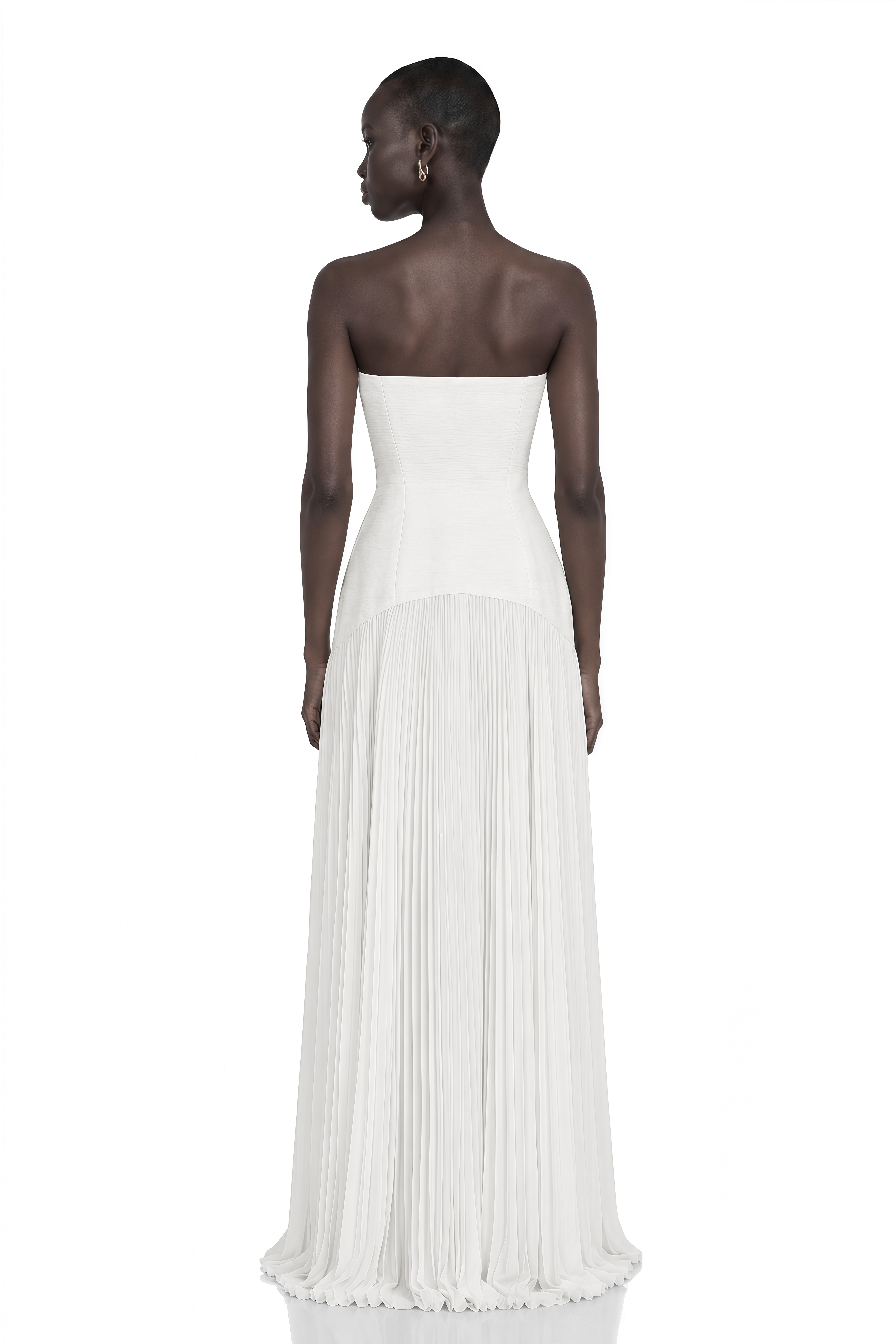 Helena White Off-Shoulder Tulle Panel Maxi Gown