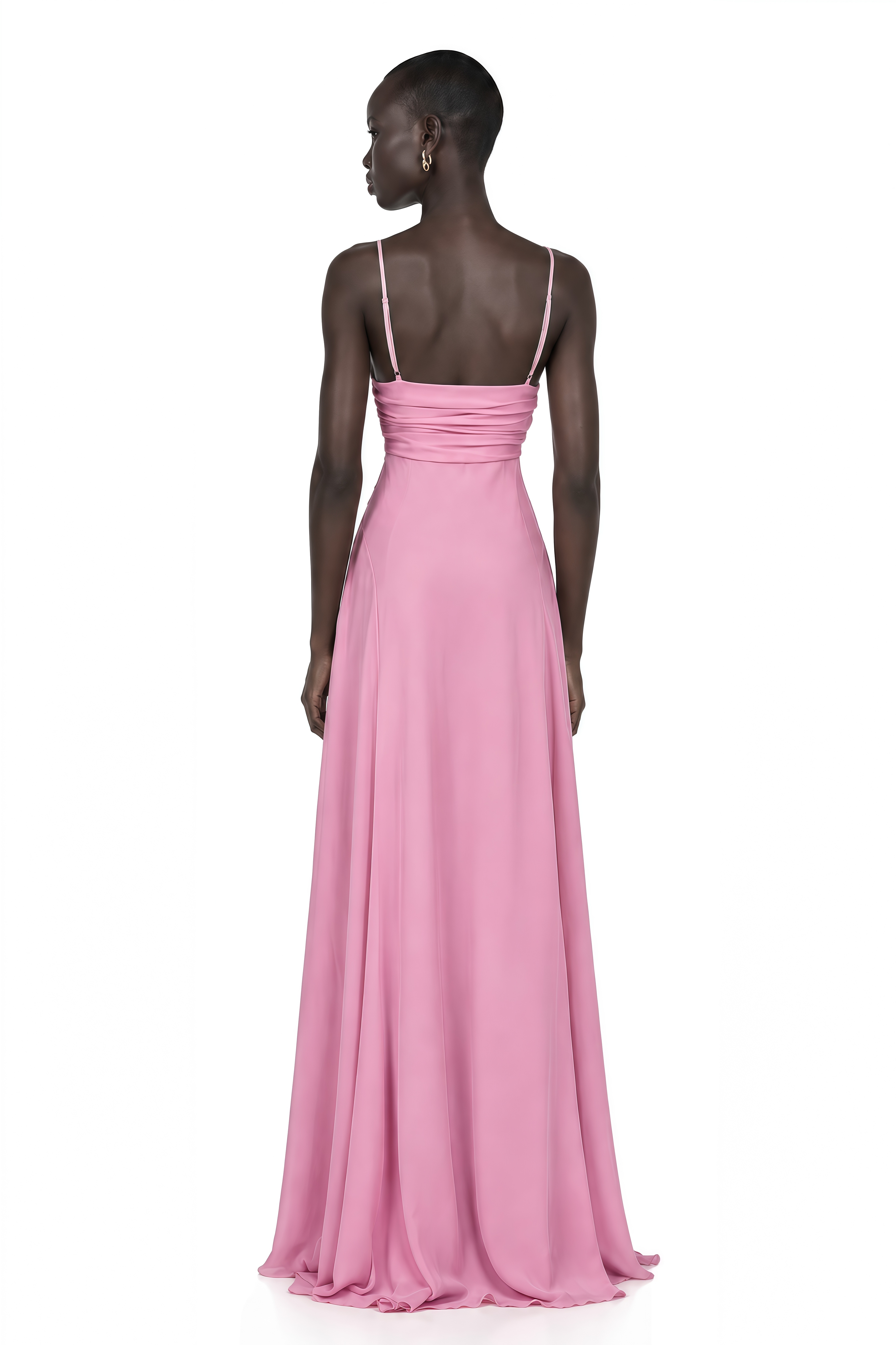 Ysandre Rose-Pink 3D Petal Tulle Maxi Dress