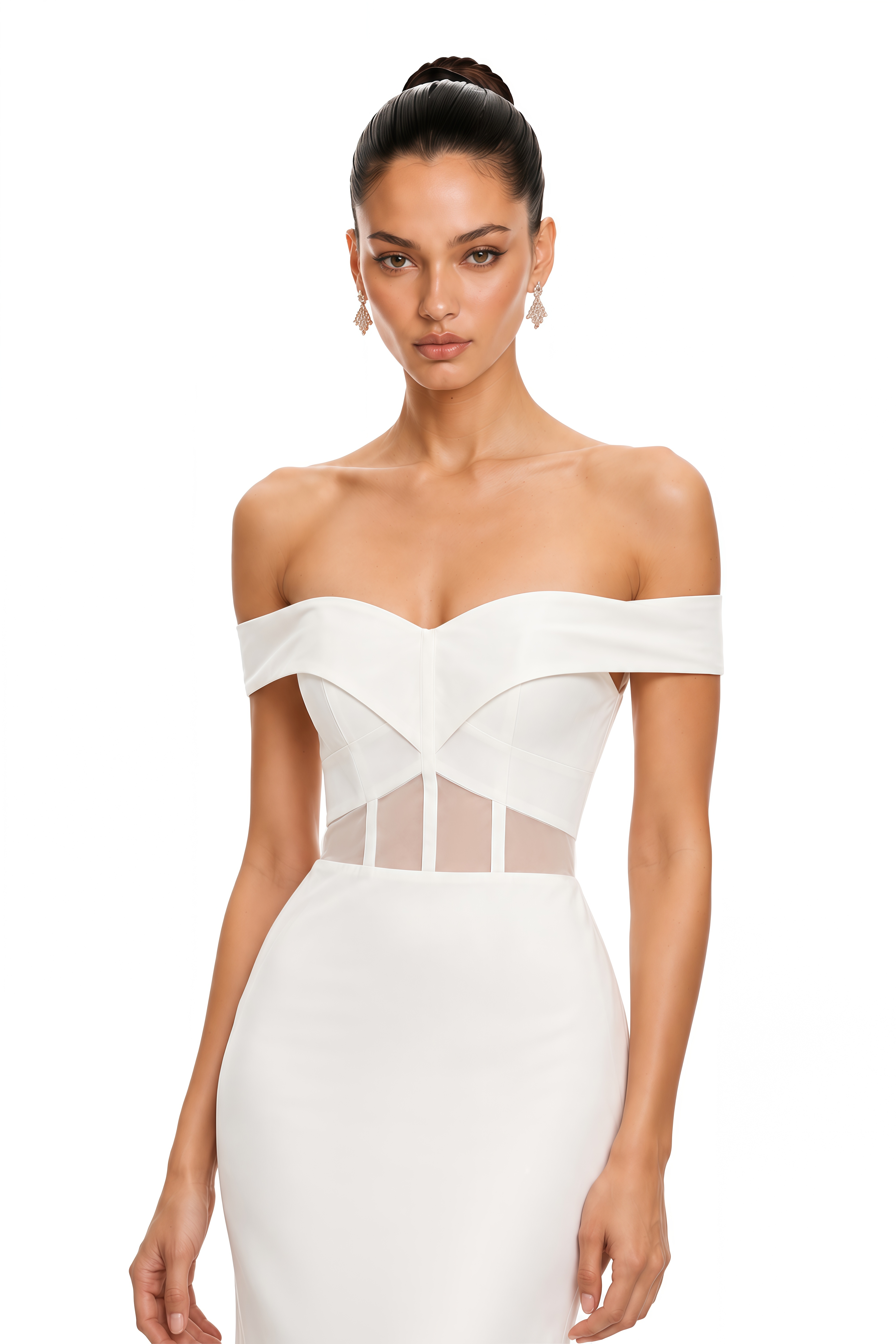 Ingrid White Off Shoulder Mermaid Maxi Dress