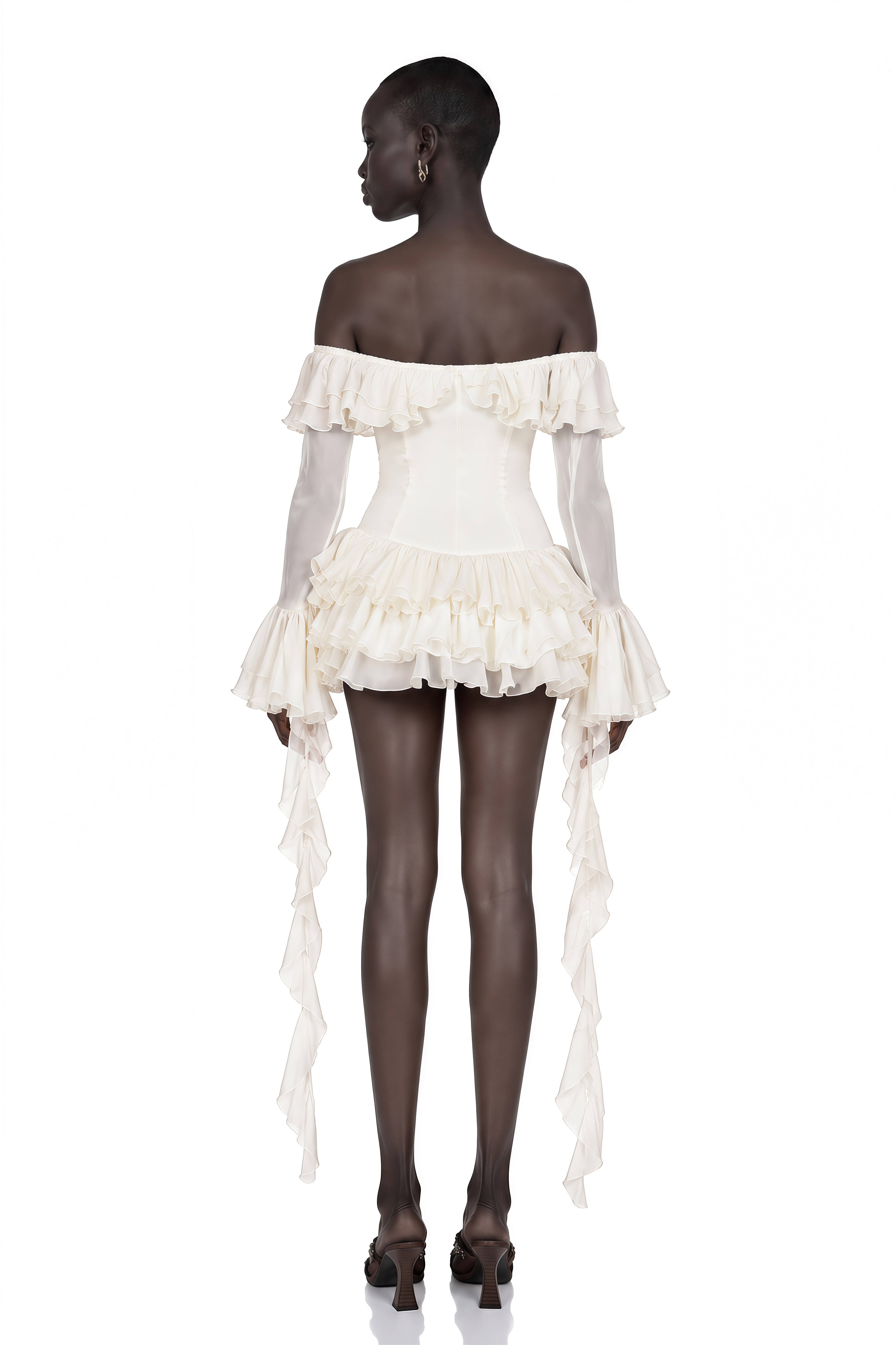 Désirée White Off-Shoulder Embroidered Mini Dress