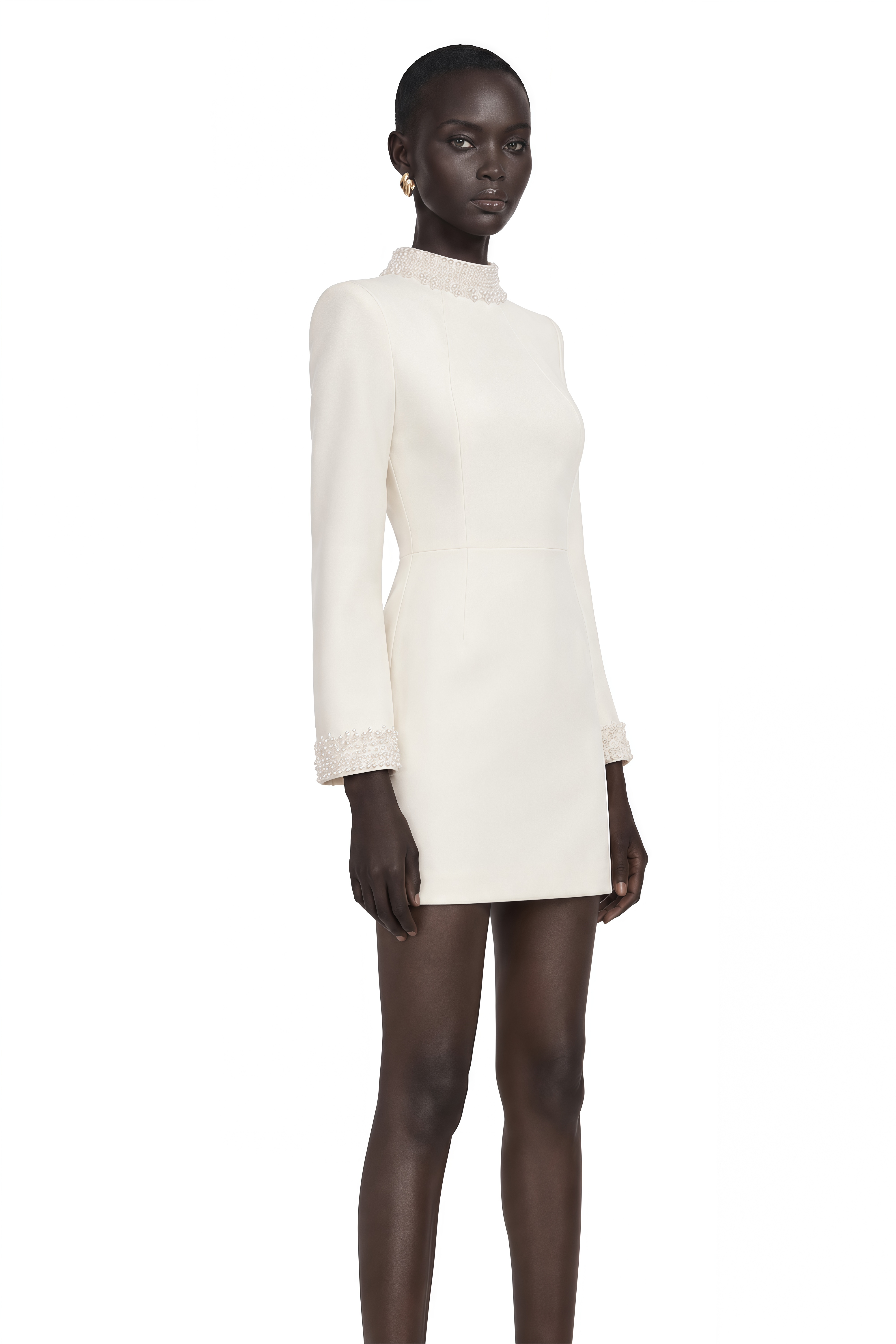 Bernadette White Faux Pearl Mini Dress