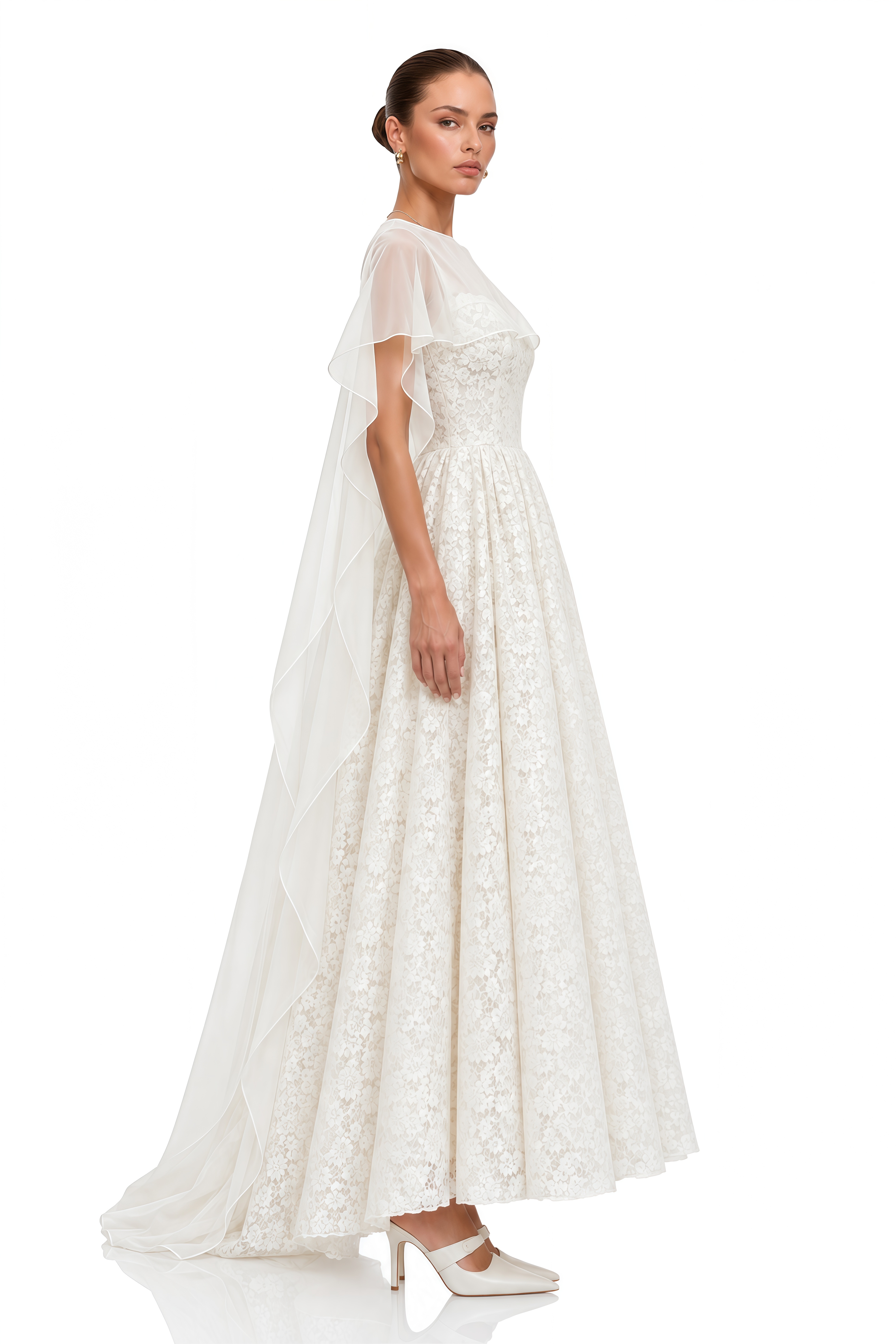 Aulera White Floral Lace Maxi Gown