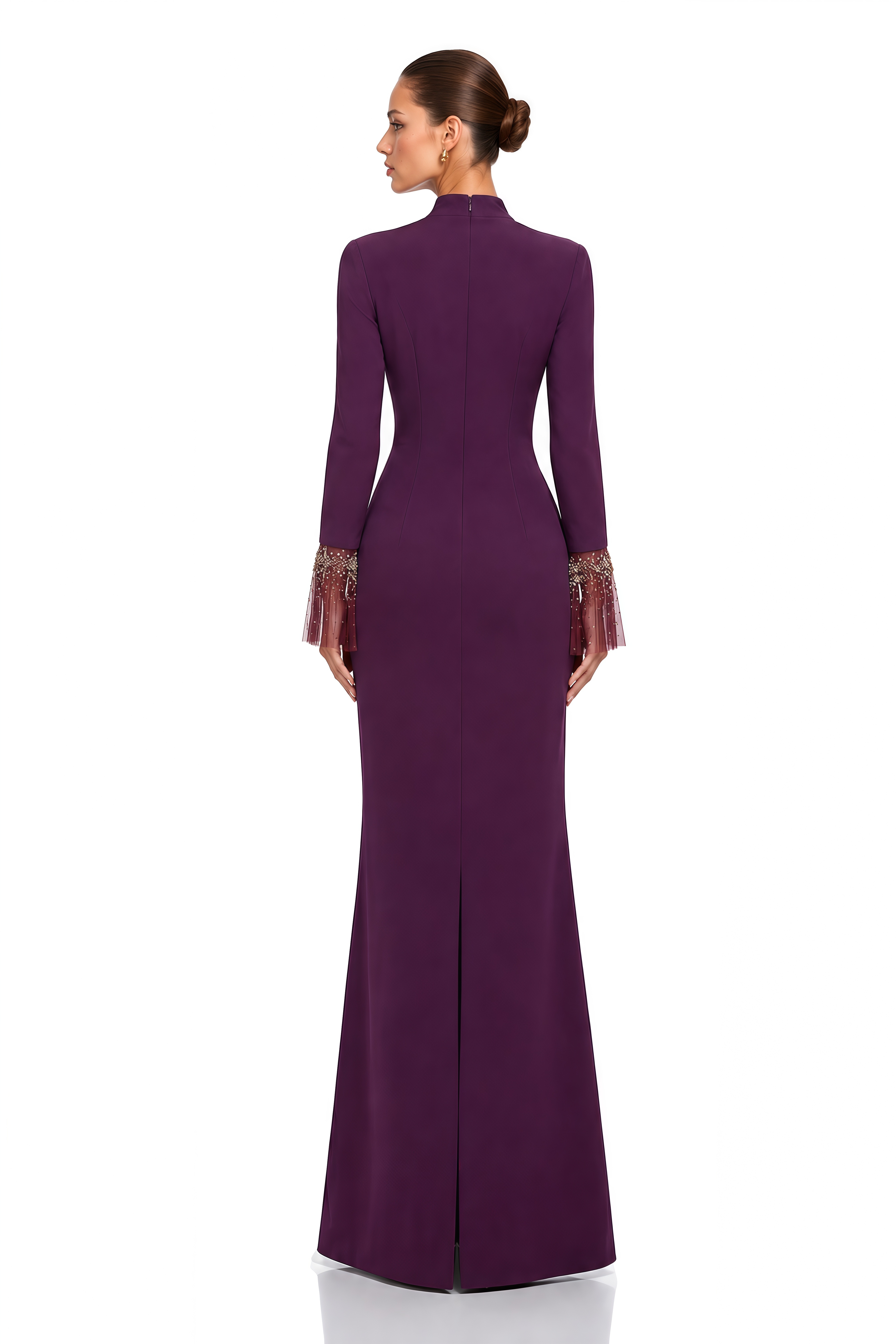 Berenice Purple Embellished Tulle Maxi Dress