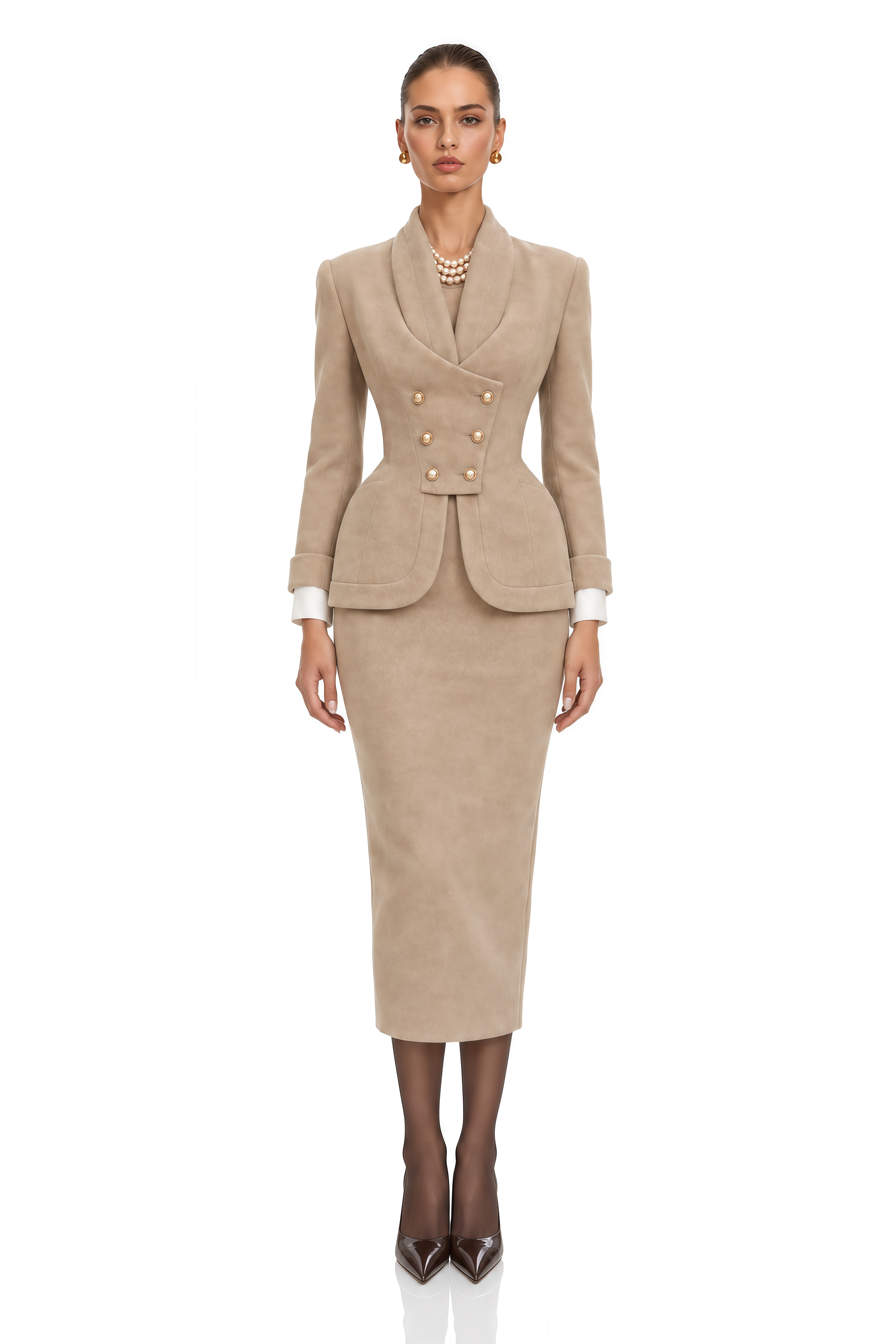 Gracie Grey Double-Breasted Jacket & Skirt Set