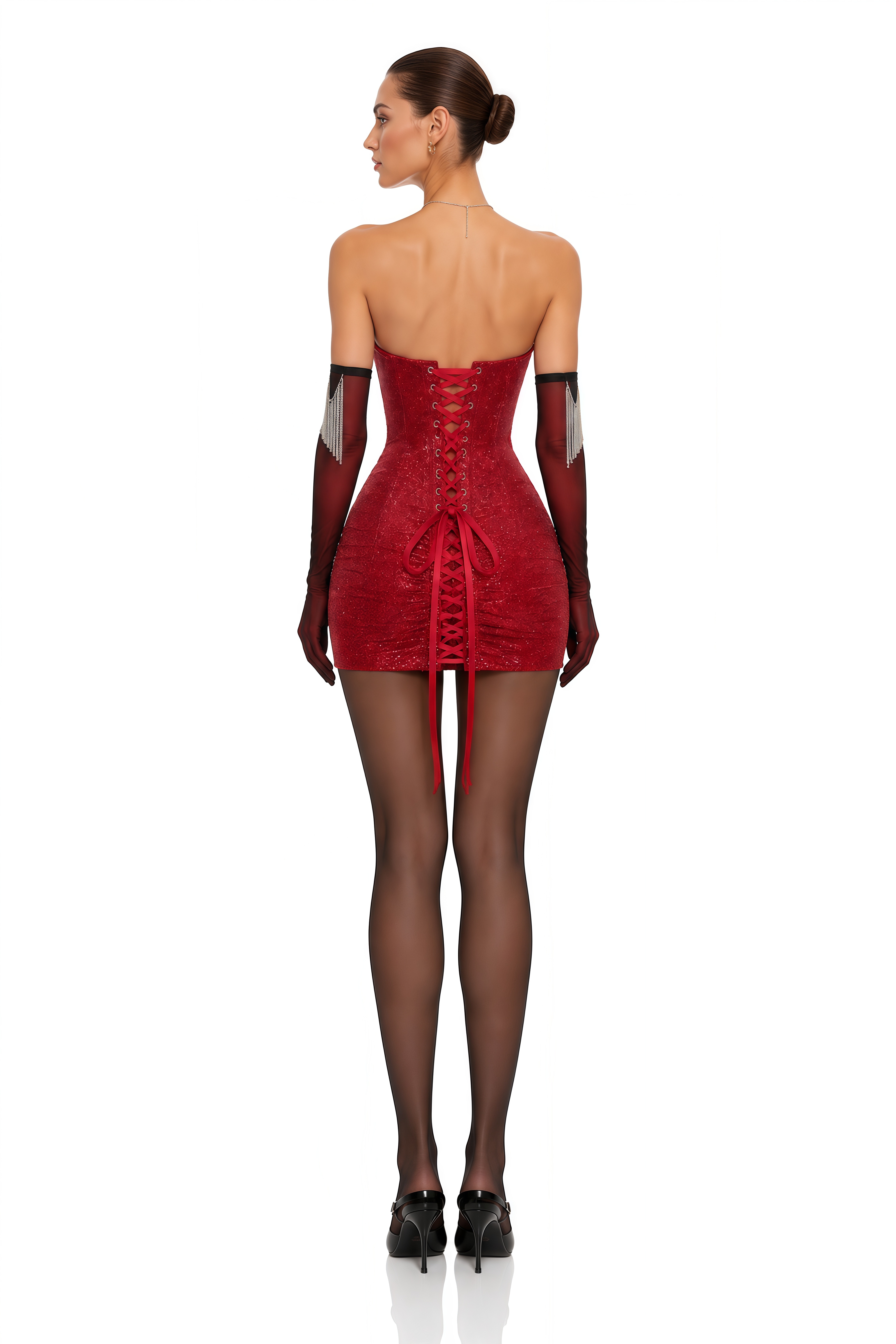 Orabelle Red Brilliance Drop Shiny Dress