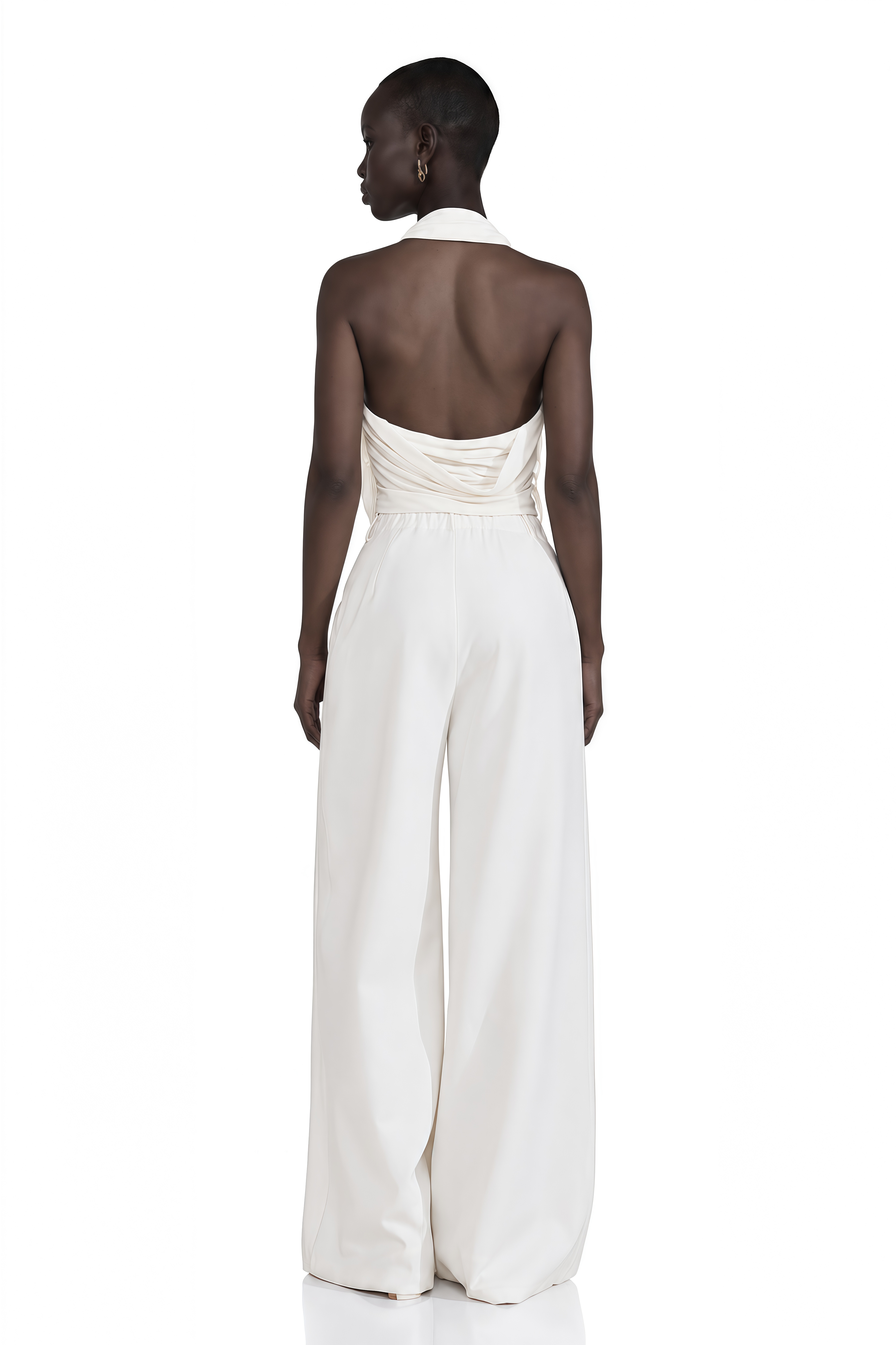 Maeva White Halterneck Floral-Appliqué Top