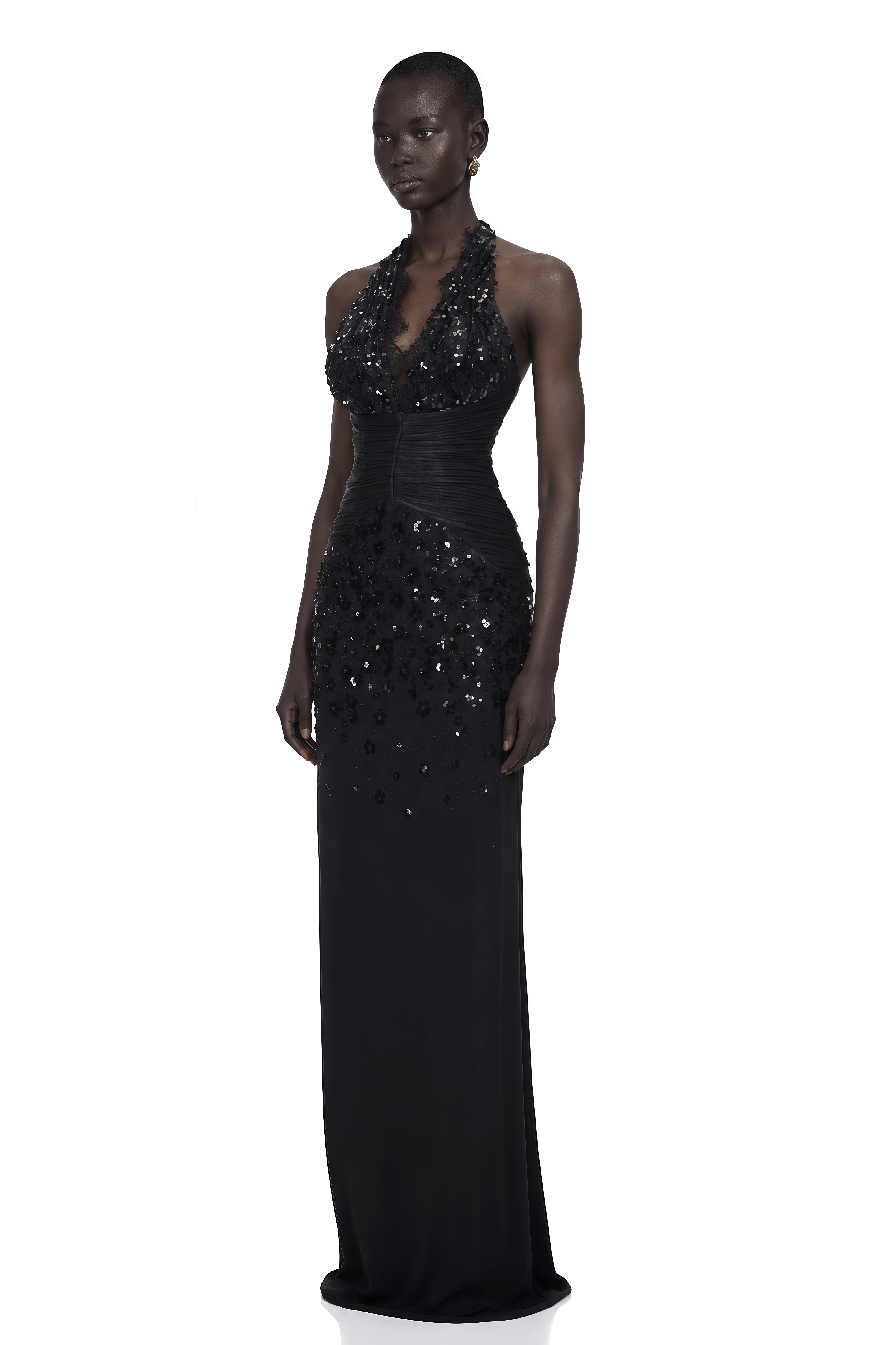 Siphokazi Black Halterneck Embellished Corset Maxi Gown