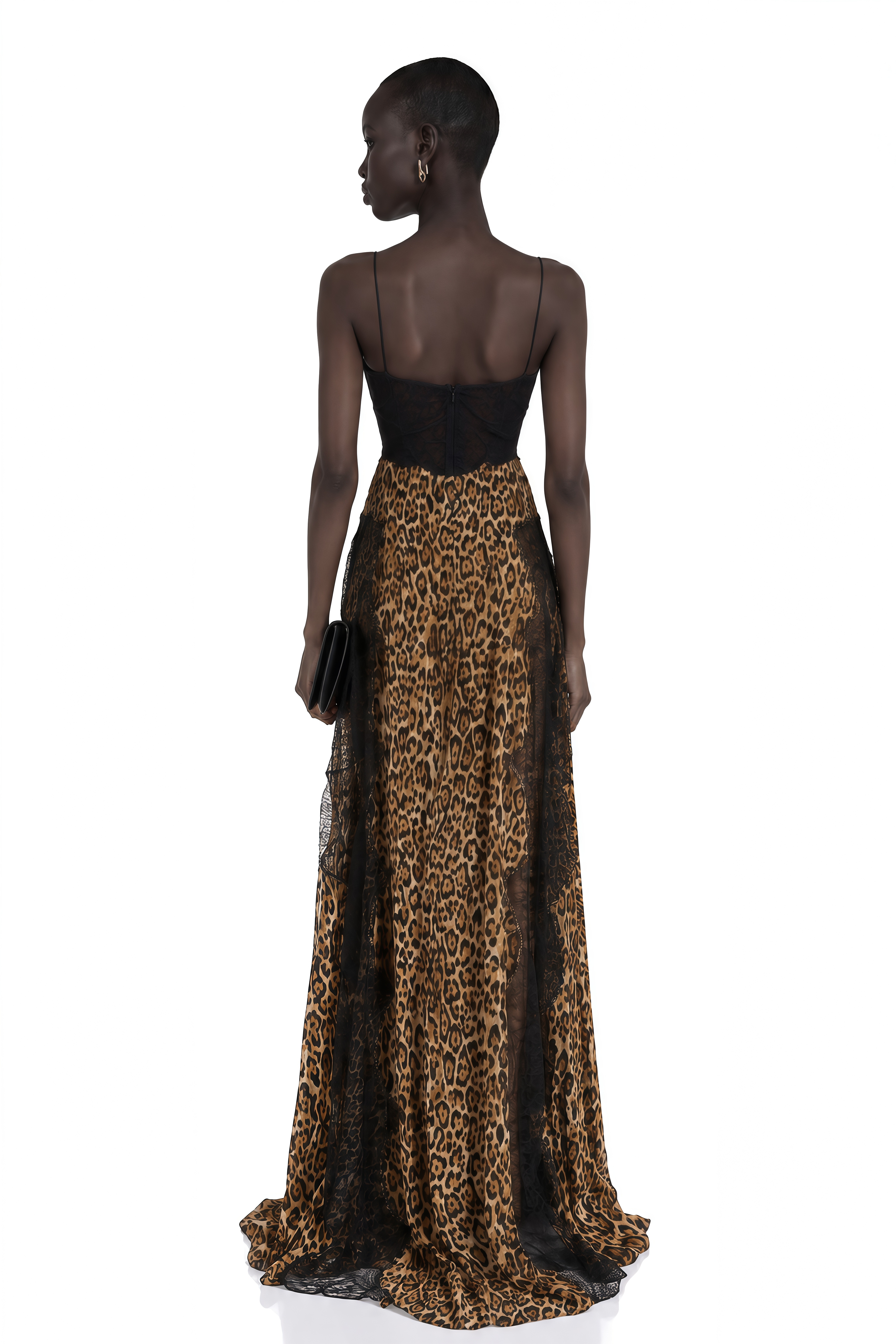 Denisa Brown Leopard Print Maxi Dress