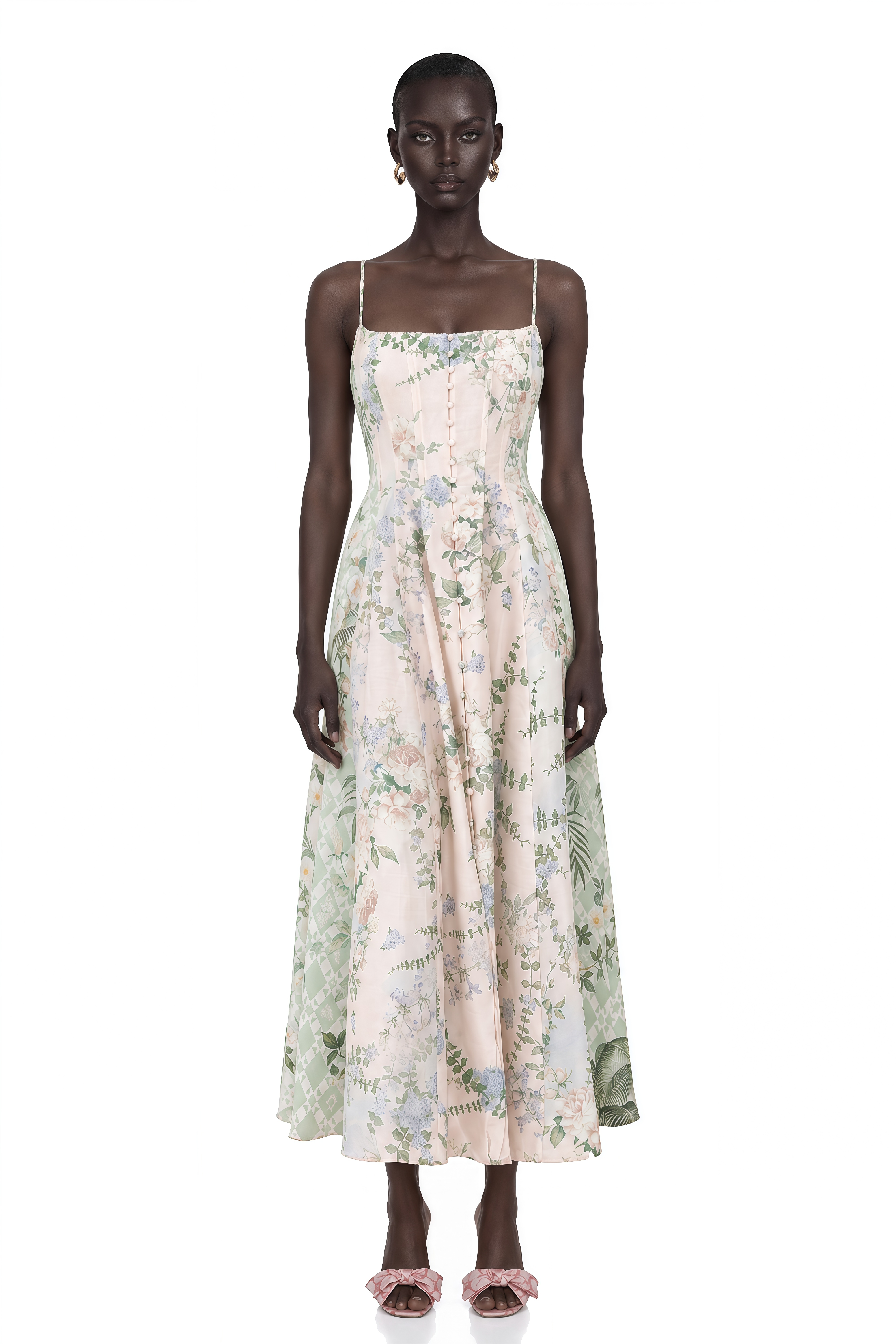 Aurore Pink Floral Print Maxi Dress