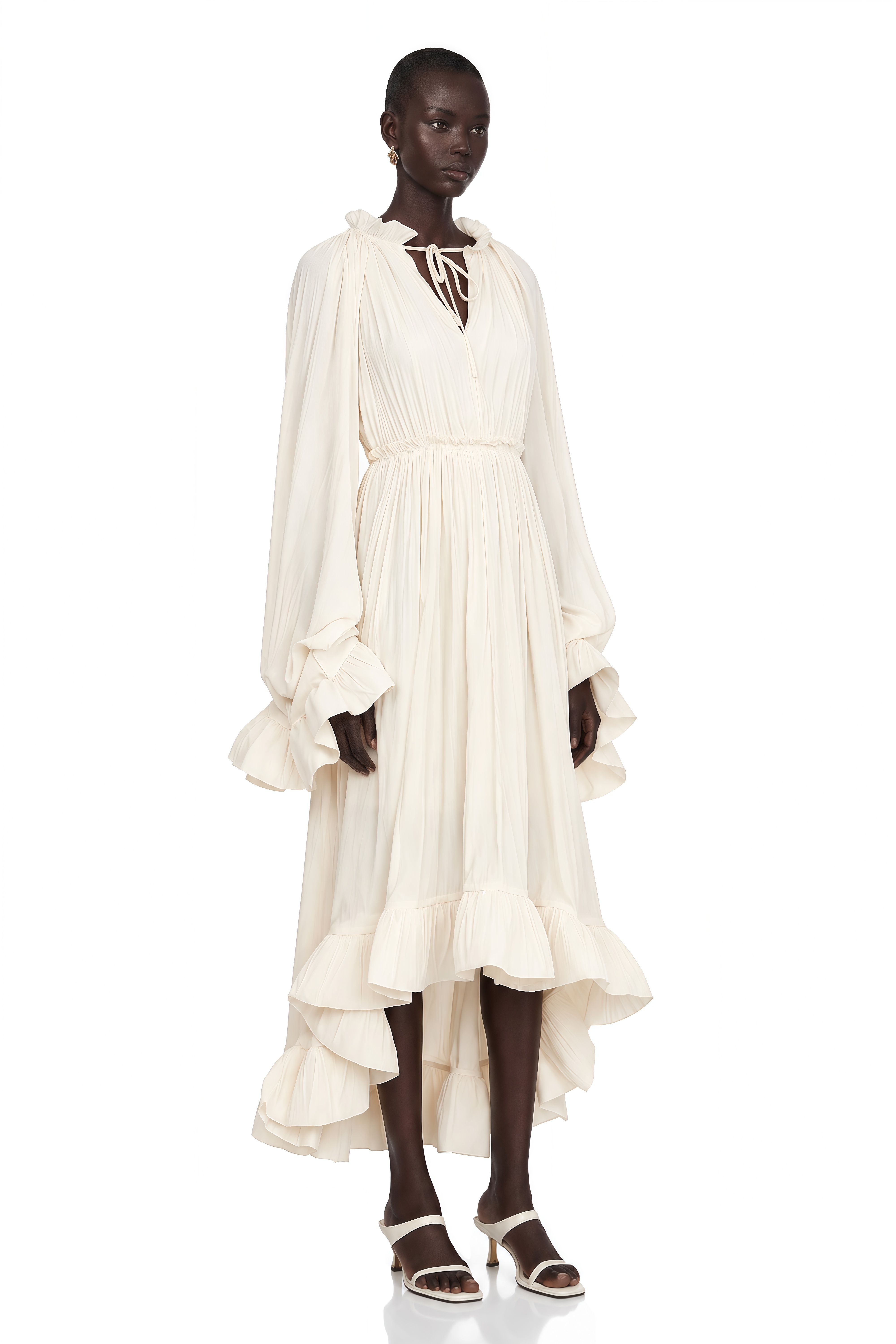 Charlene cape-design midi dress