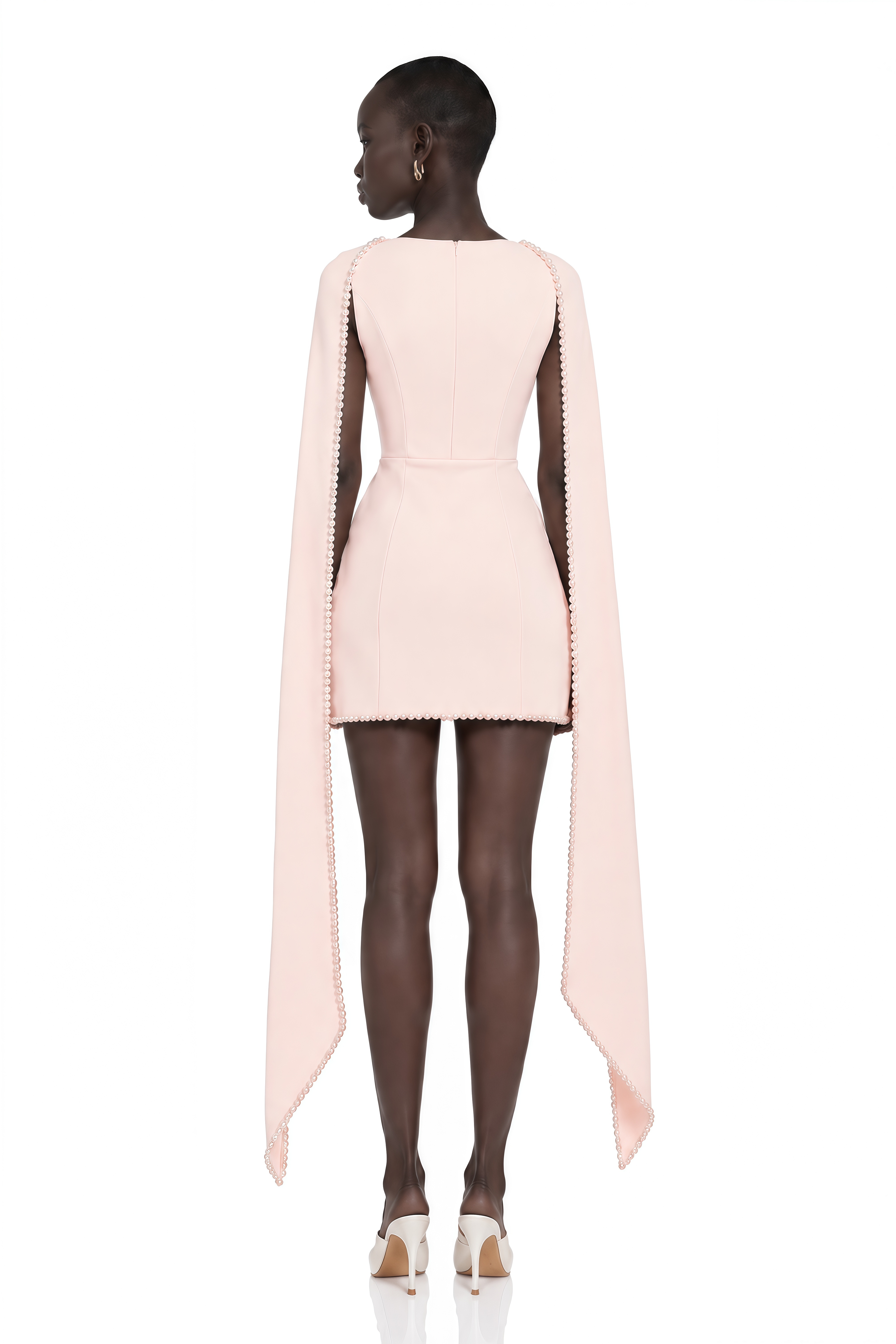 Piroska Pink Sleeveless Pearl Trim Mini Dress