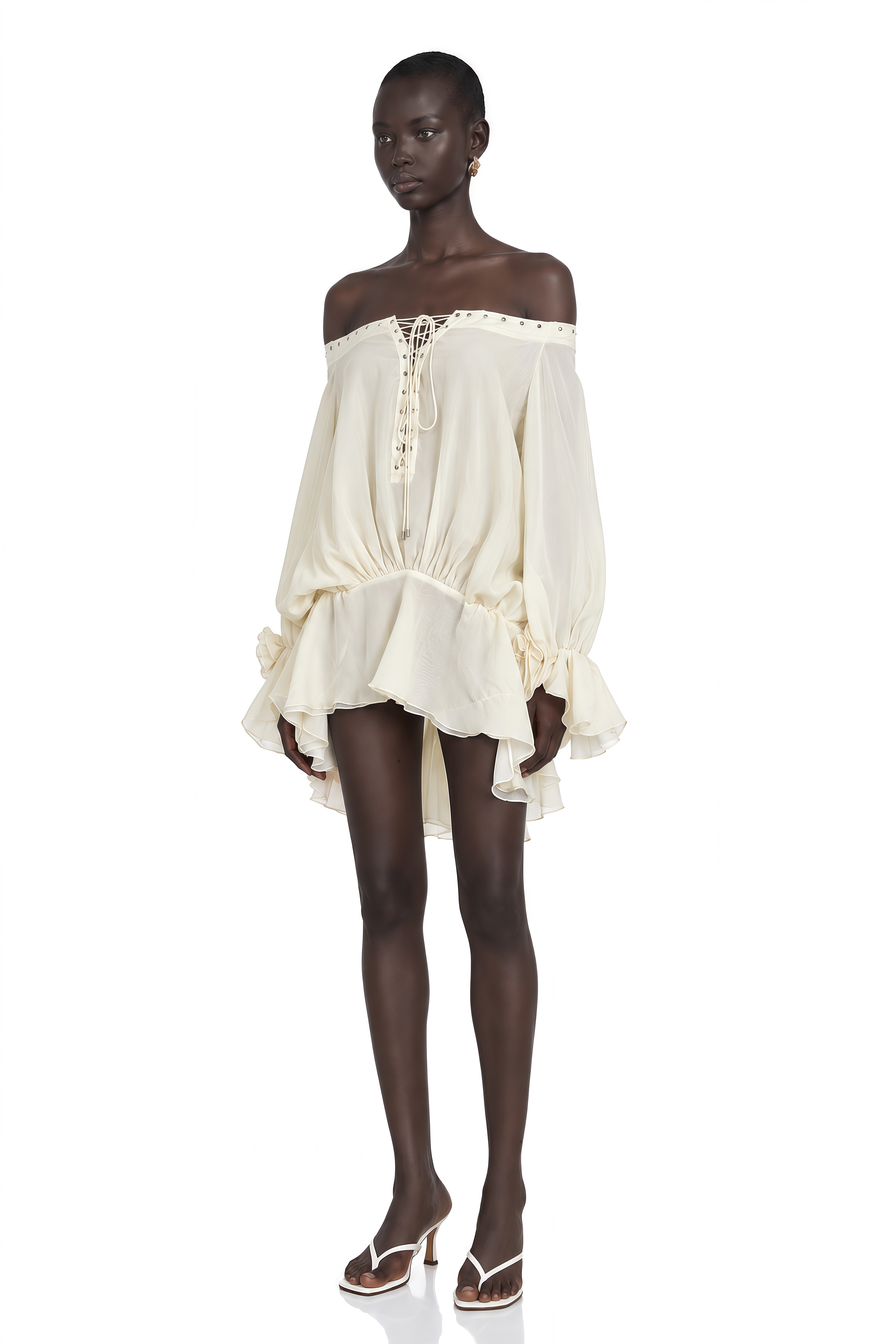 Lisette Off-Shoulder Chiffon Mini Dress