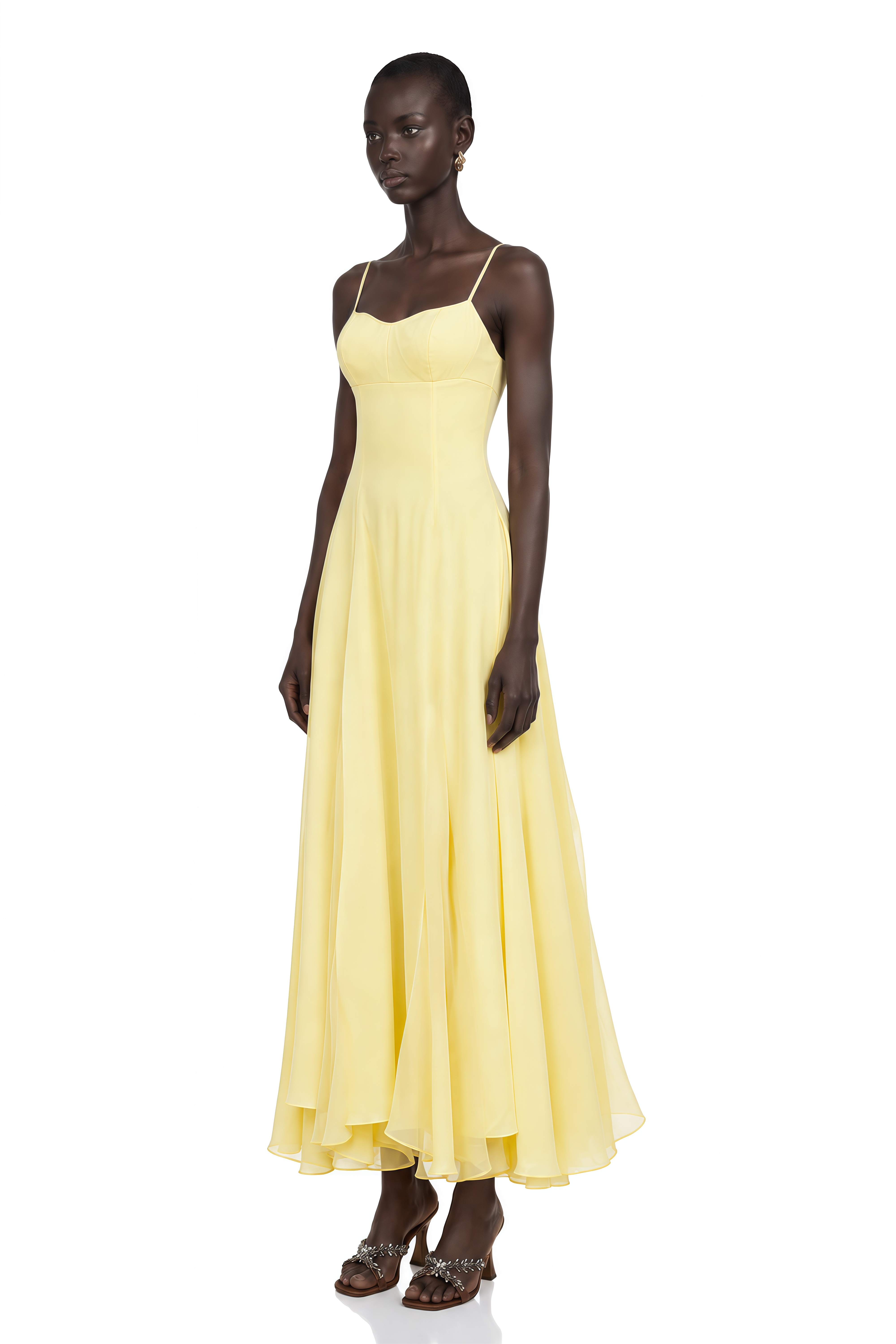 Sofie Yellow Pleated Maxi Dress