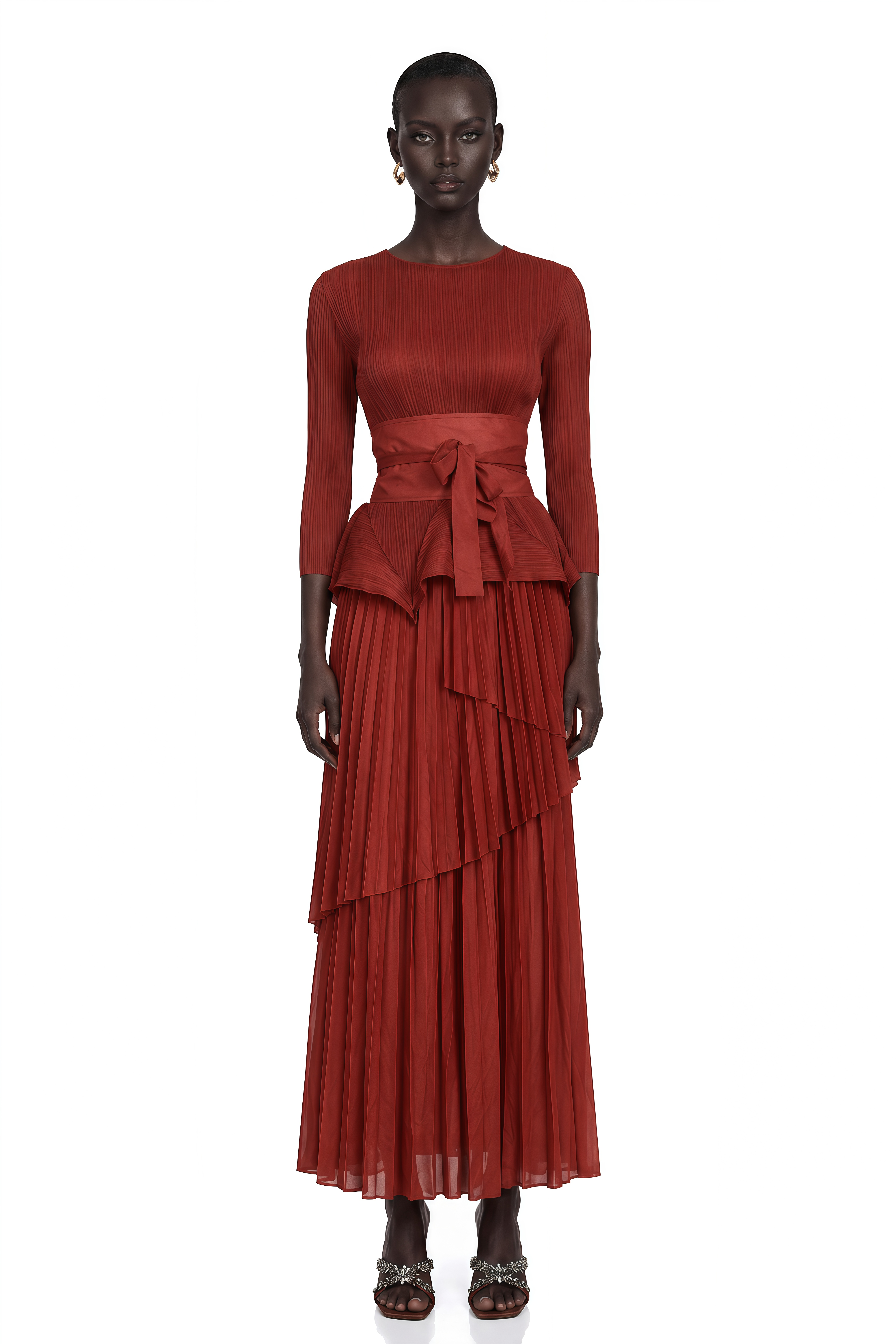 Margaux Bow-Tie Pleated Top & Skirt Matching Set