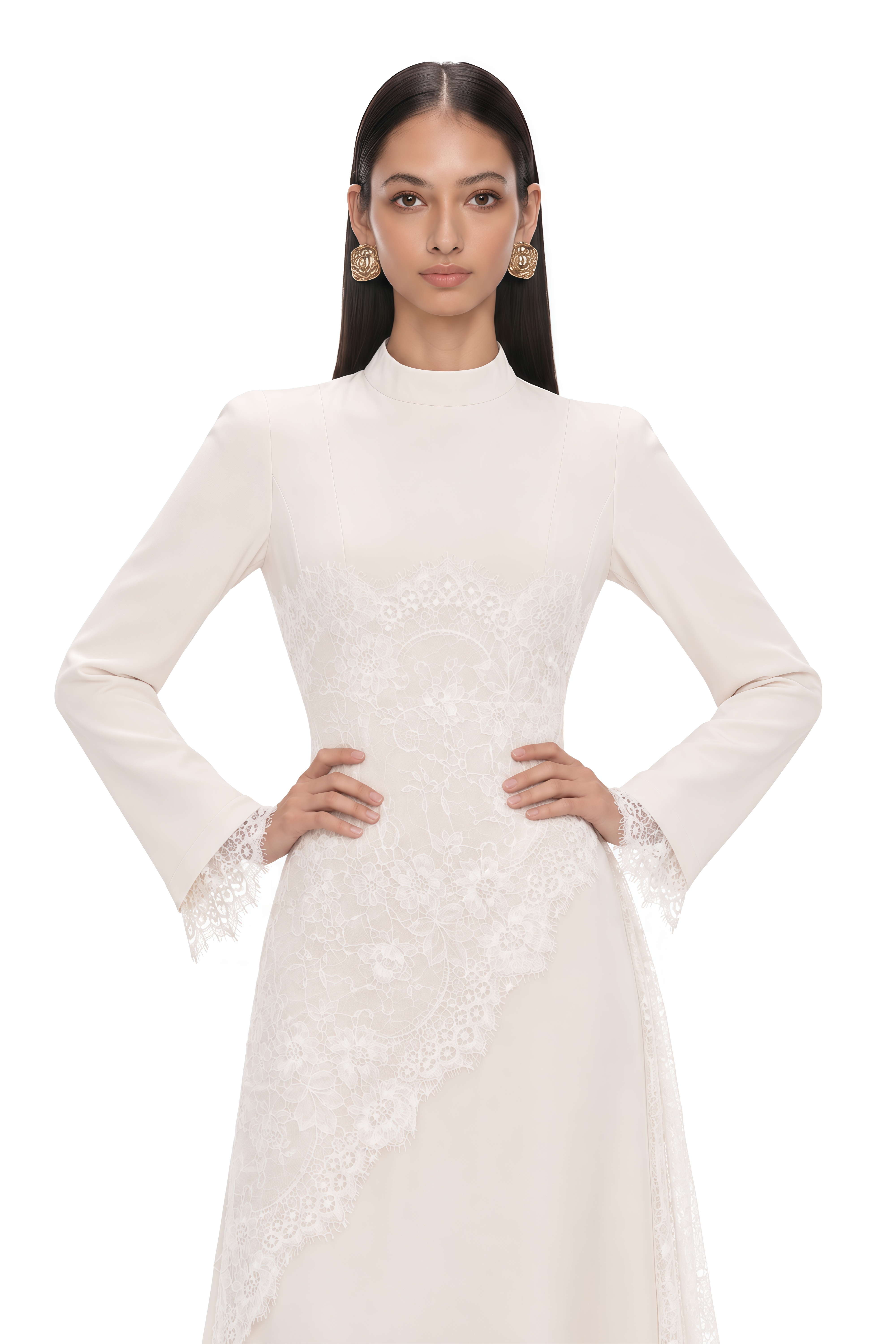Aurora White Floral Lace Maxi Dress