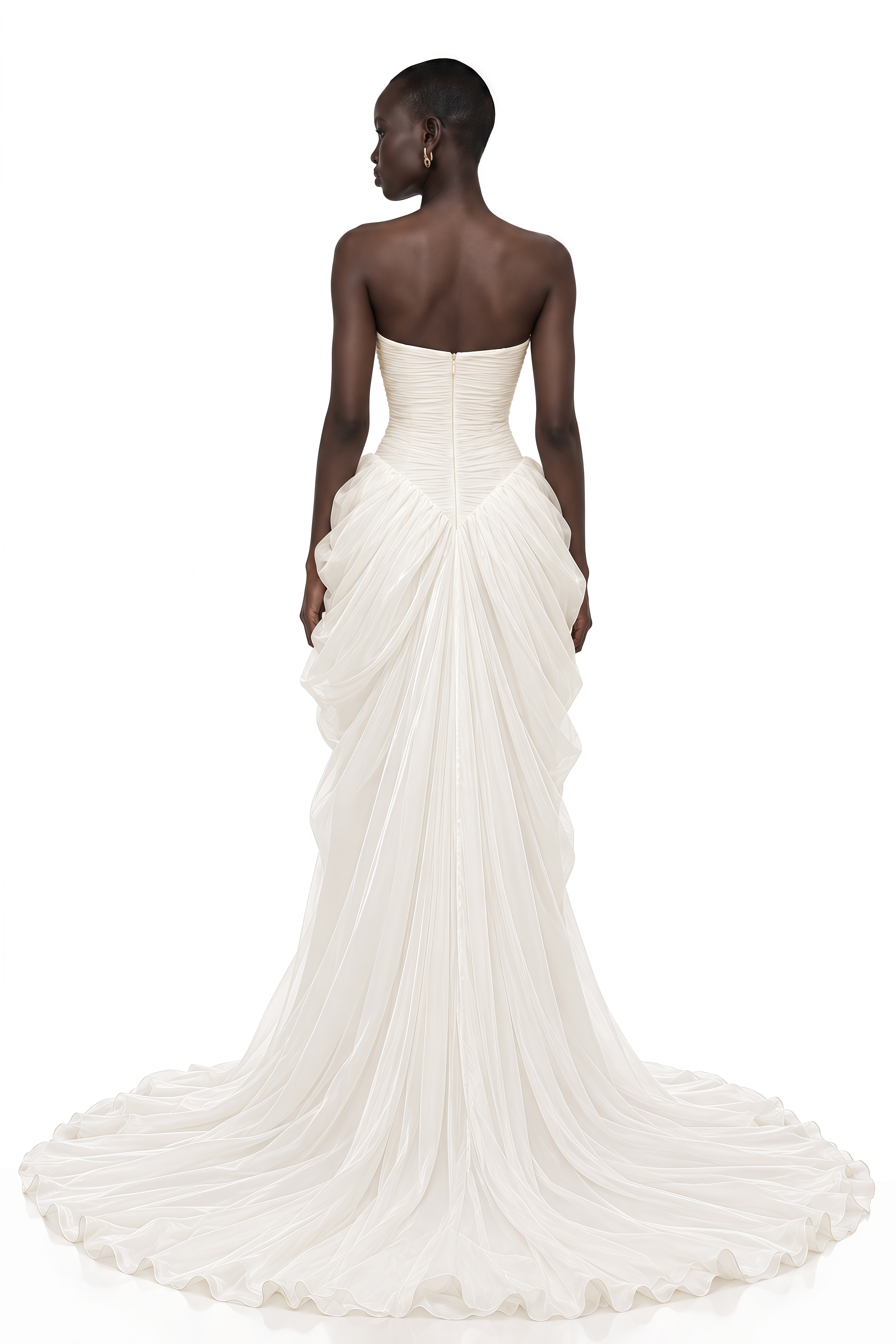 Lily White Ruched Bodycon Maxi Dress
