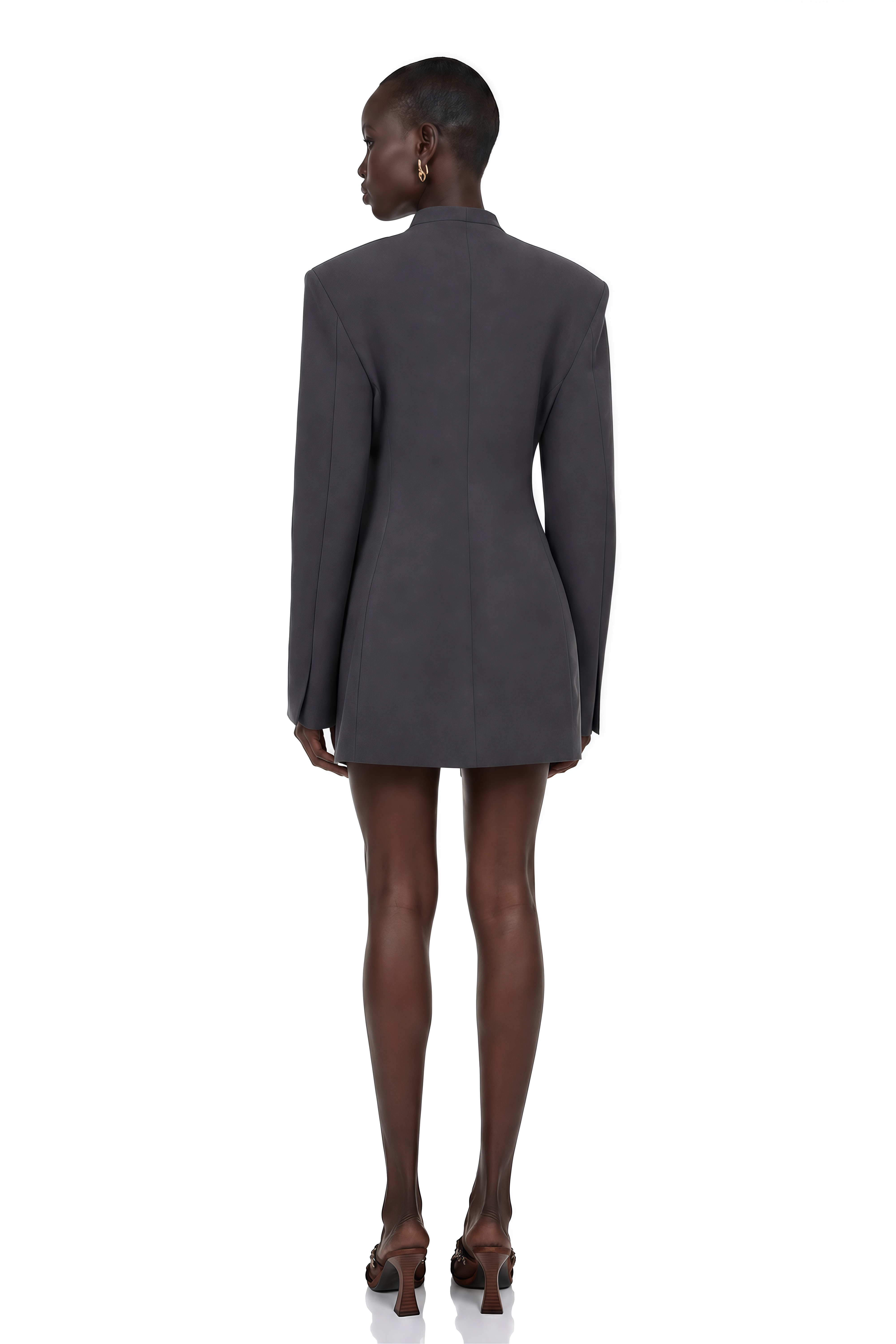 Silvan Grey Asymmetrical Collarless Blazer
