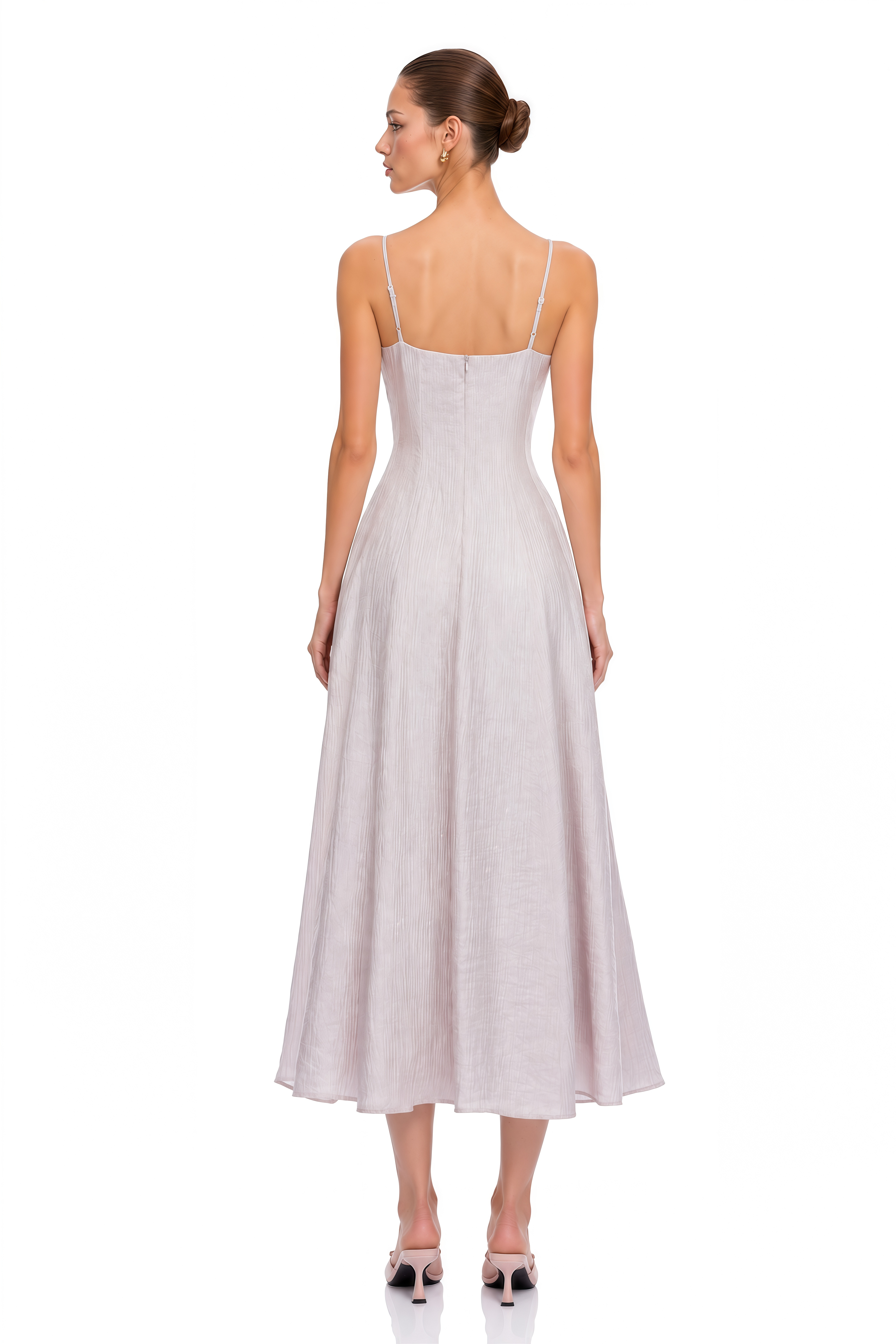 Emma Purple Halterneck 3D Floral Cinched Midi Dress