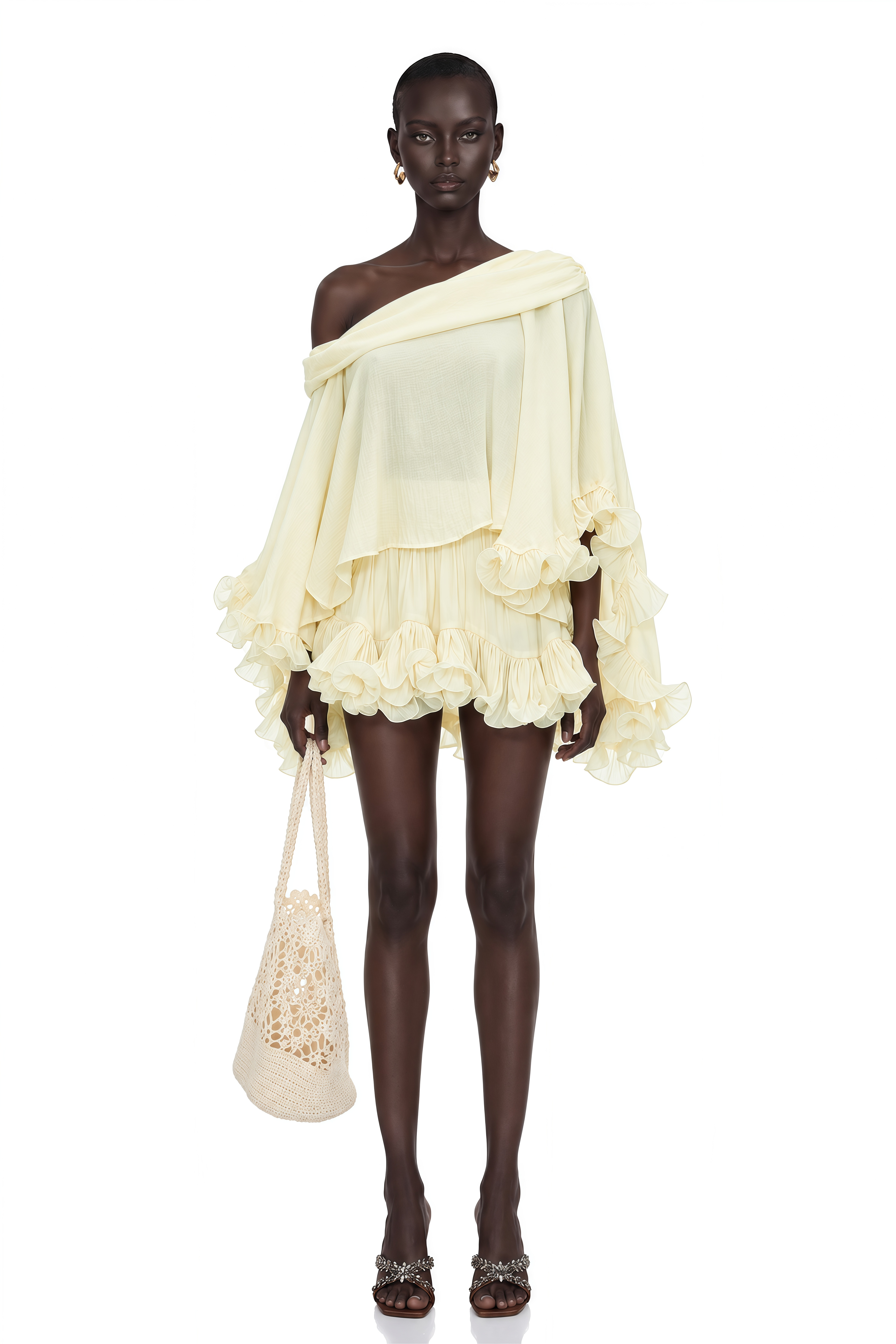Rowan Cream Off Shoulder Top & Skirt Set