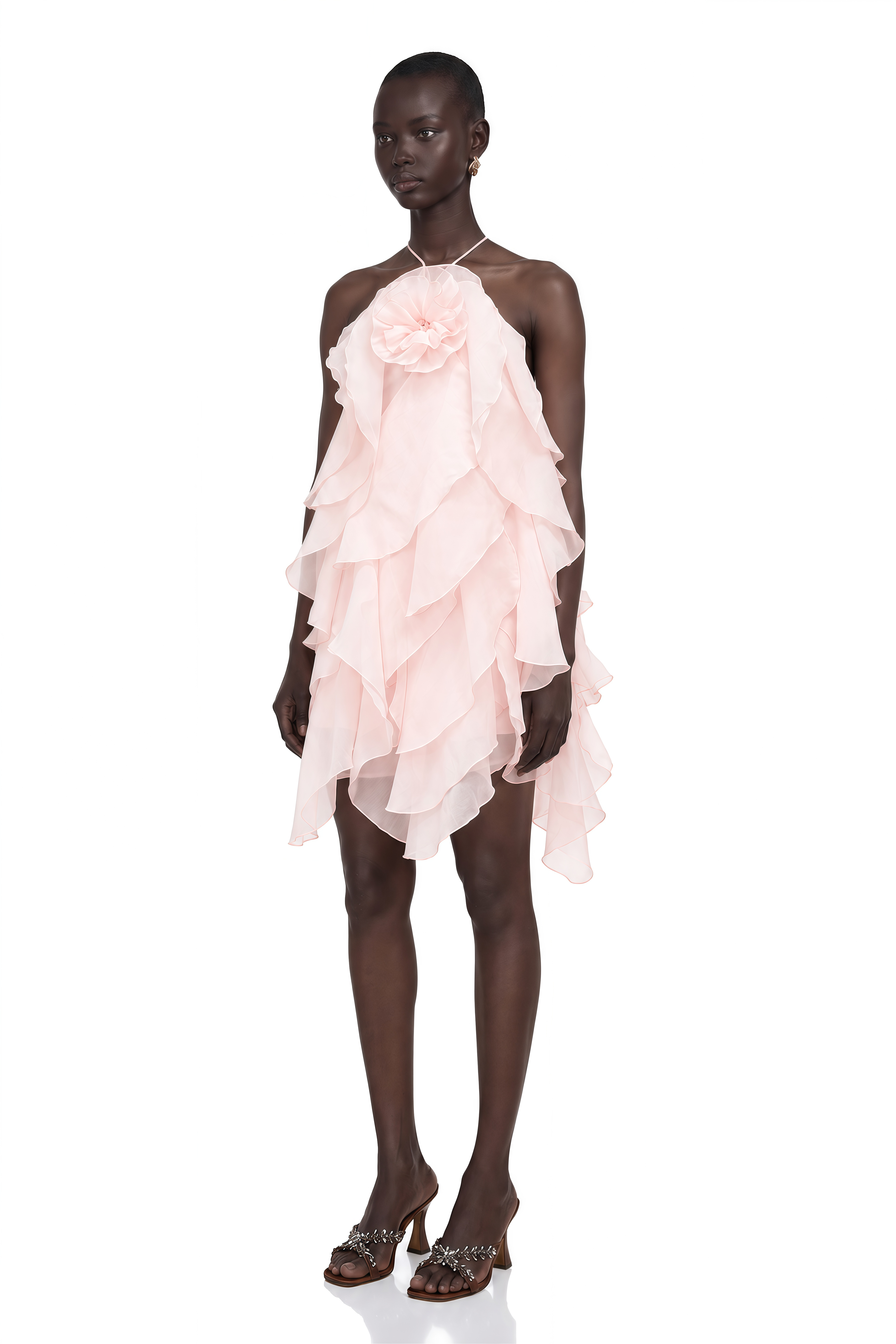 Lucie Pink Tiered Ruffled Mini Dress
