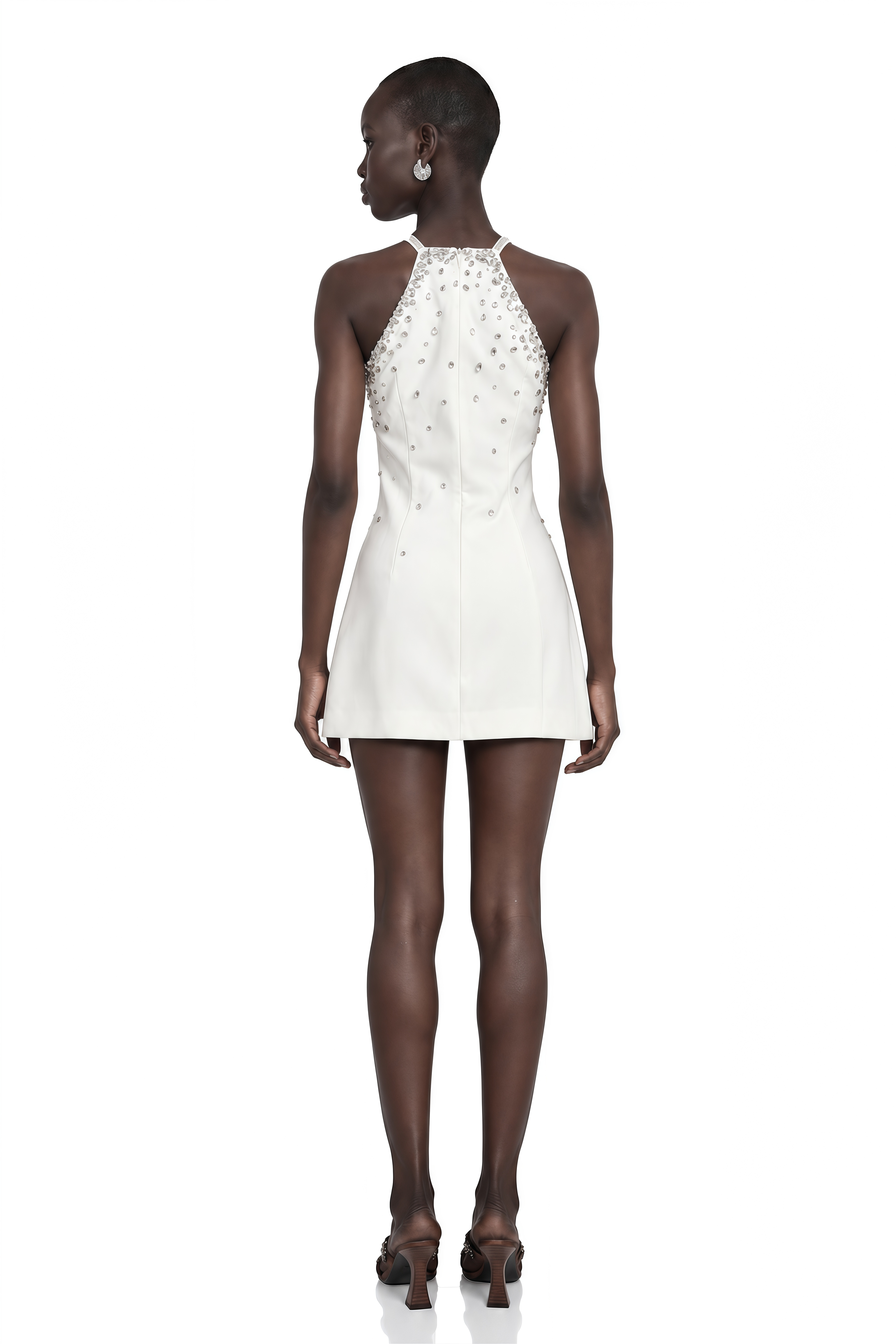 Xanthea White Embellished Mini Dress