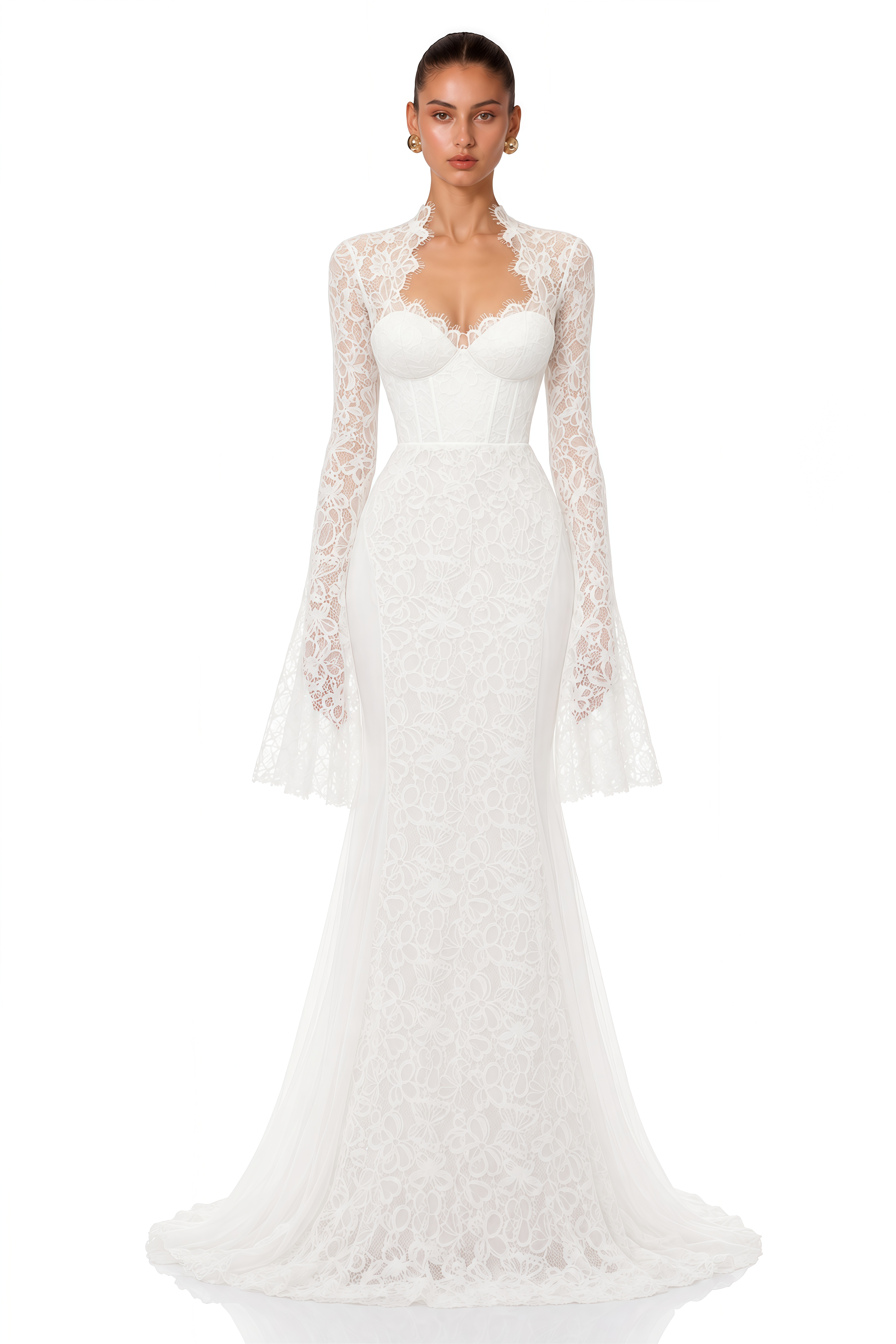 Malgorzata White Cut-Out Maxi Dress with Train