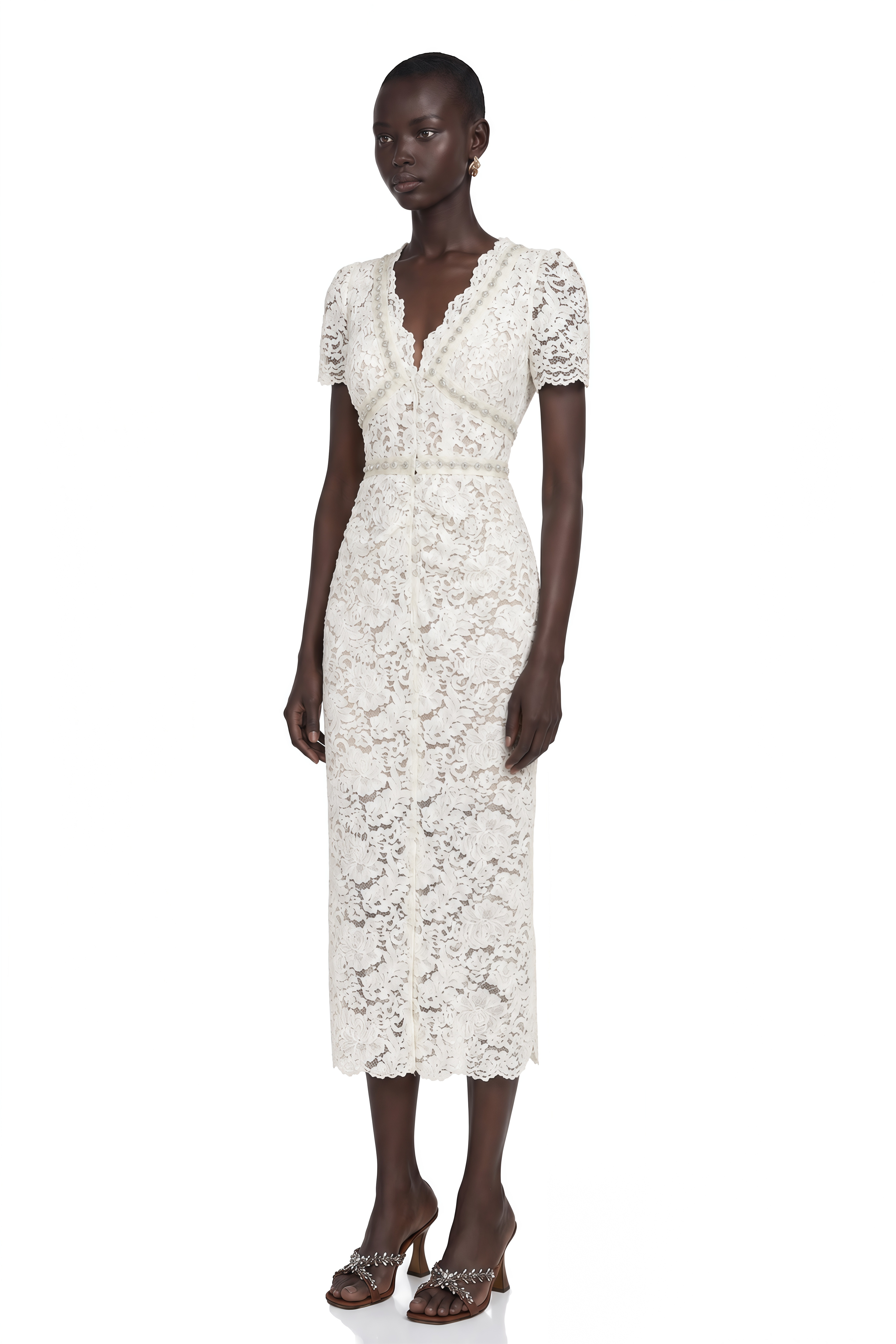 Kalena Embellished Lace Midi Dress