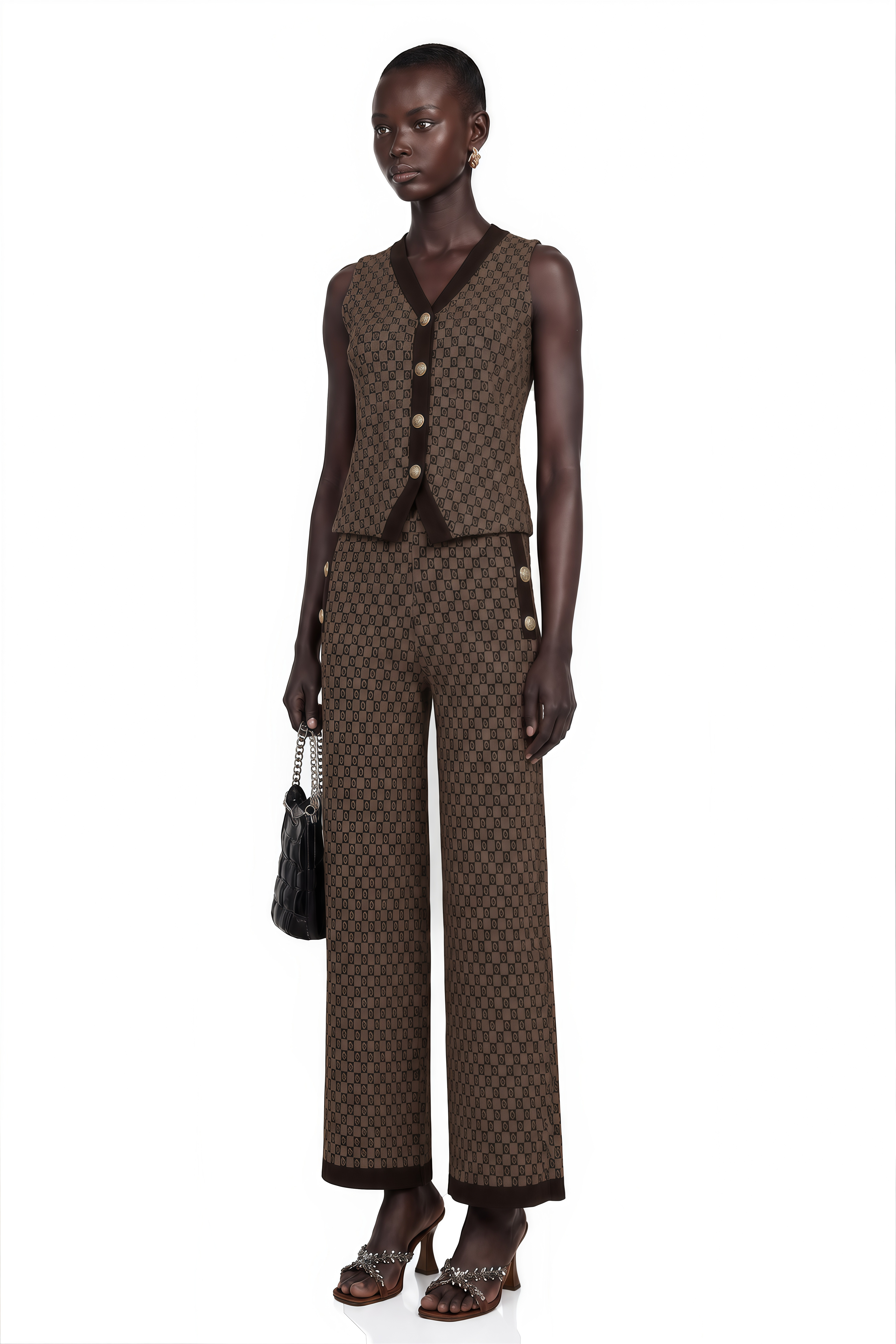 Cyrielle Monogram-Jacquard Top & Trousers Matching Set