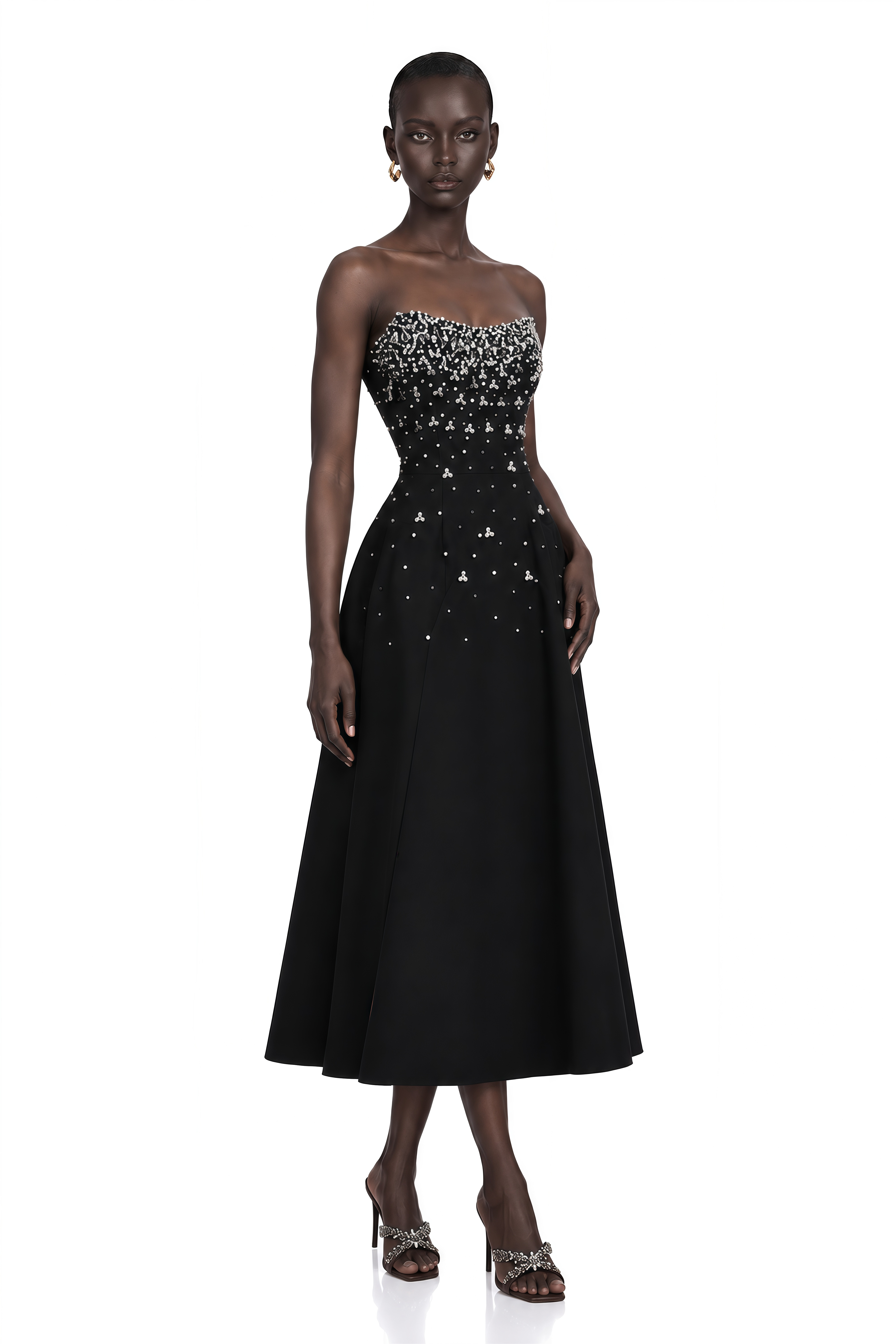 Melisande Black Embellished Maxi Dress