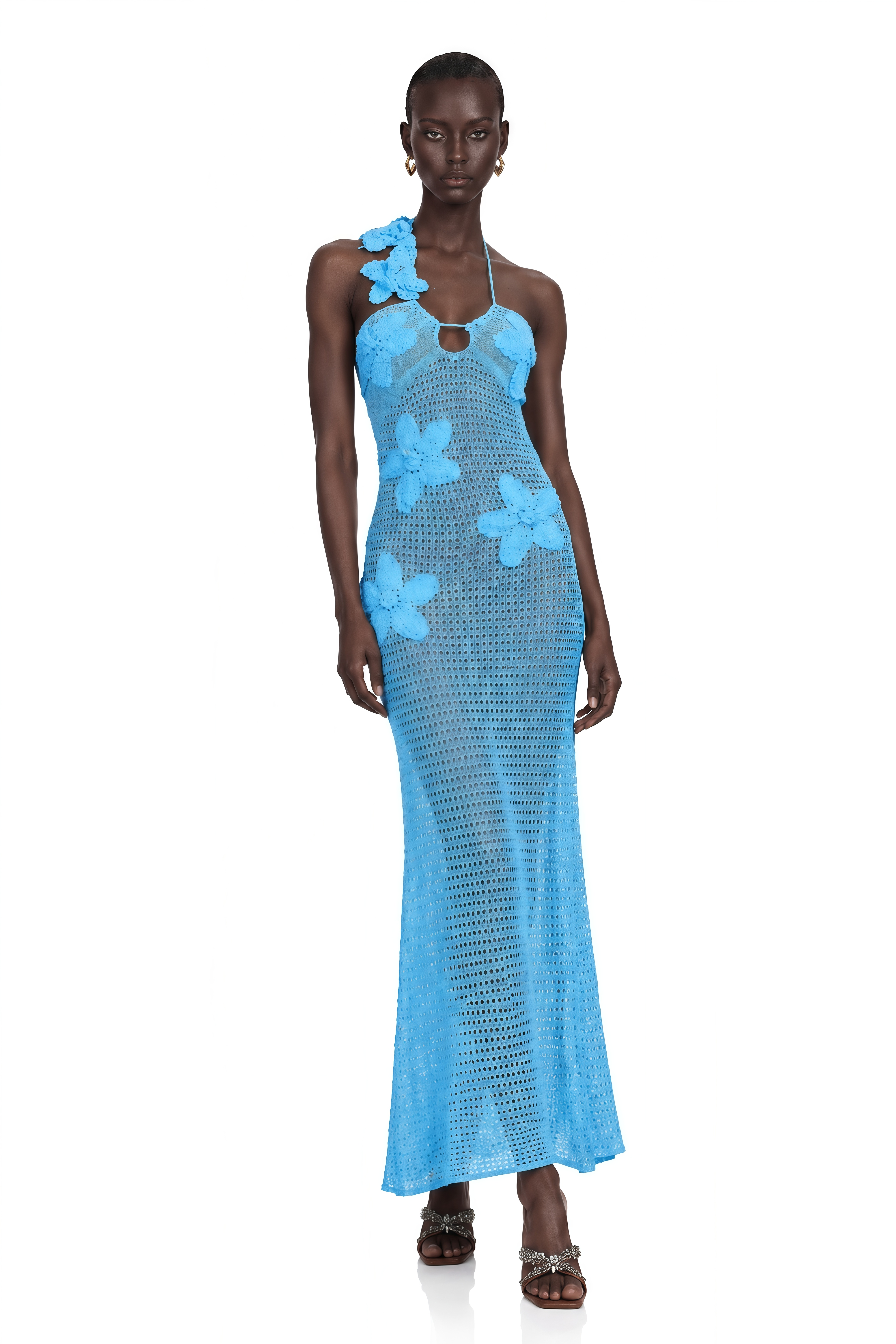 Diane Crochet Faux-Flower Embellished Maxi Dress