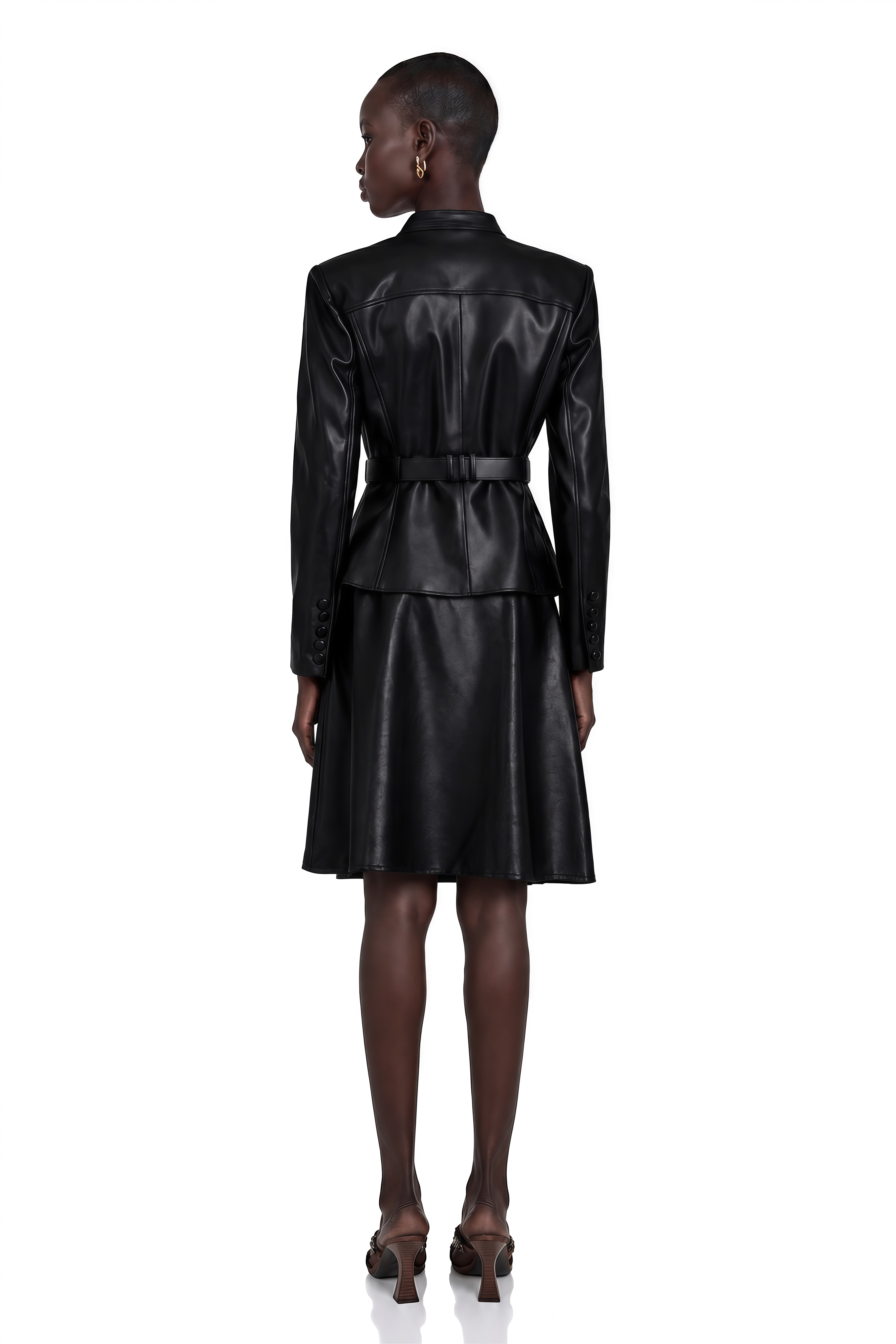 Isabel Black Belted Faux Leather Jacket
