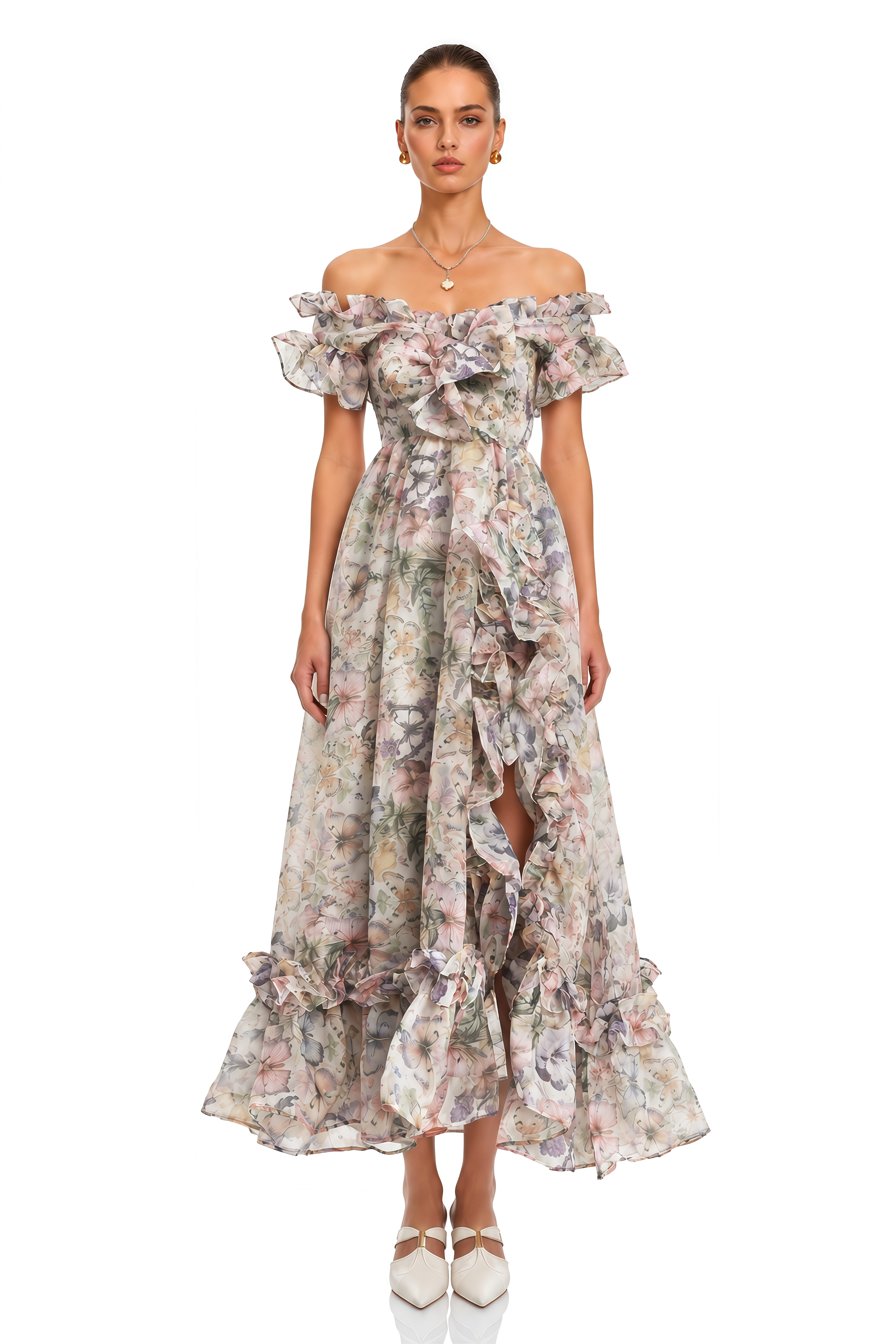 Margaux Off-Shoulder Ruffled Midi Dress