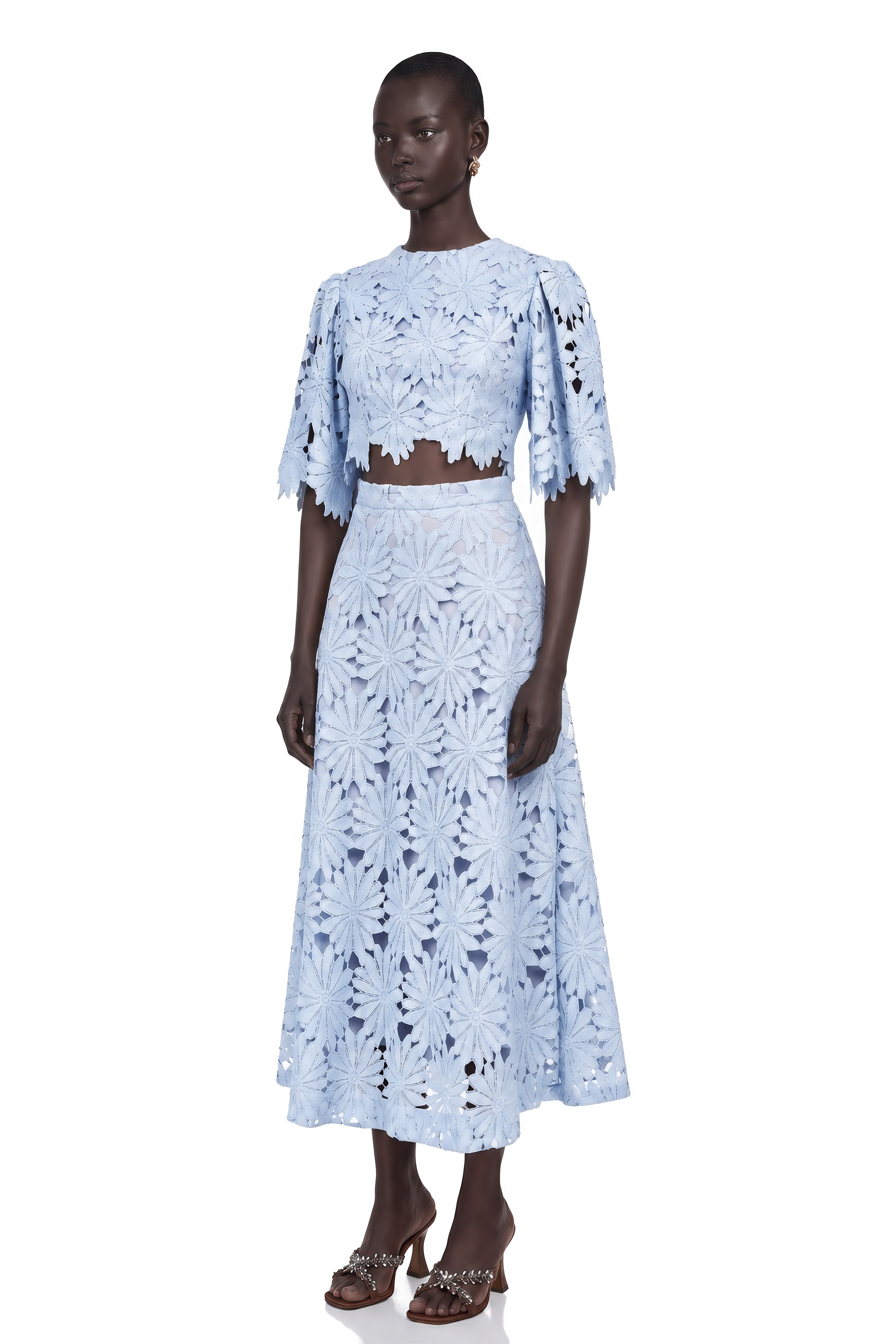Audrey Blue Guipure Lace Top & Skirt Matching Set – Miss Rosier