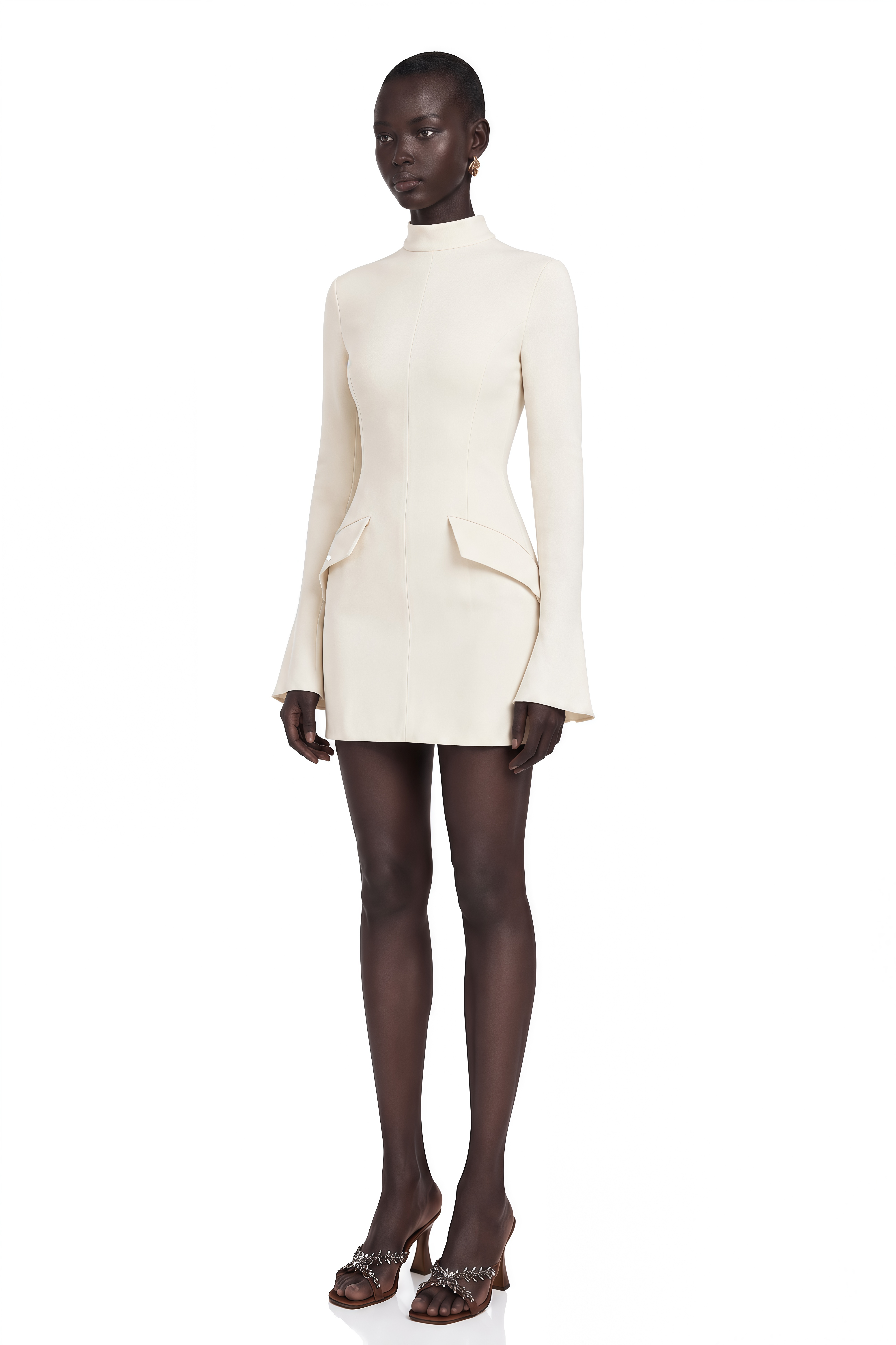 Chloé Cream-White Fitted Mini Dress