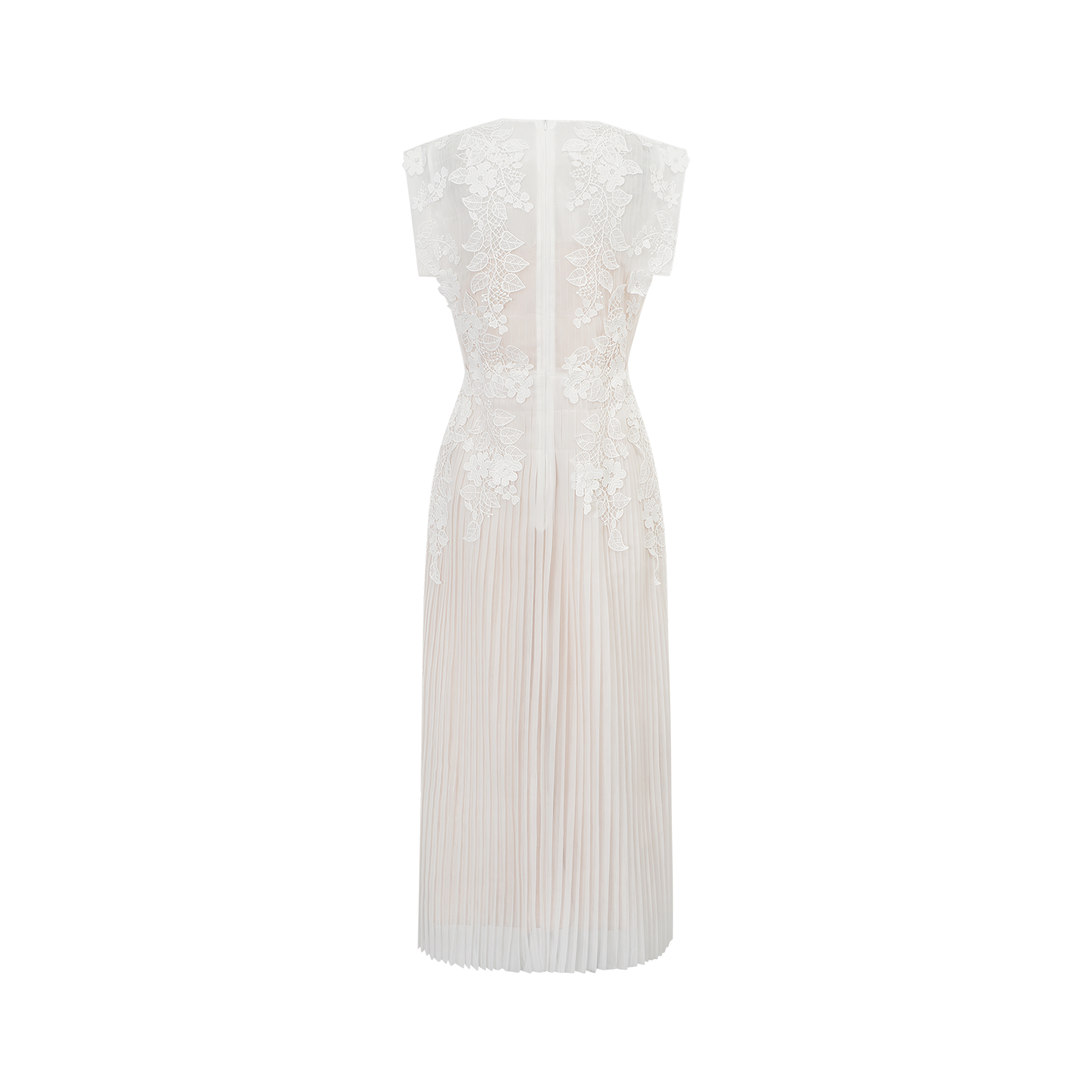 Flower-Appliqué Tulle Midi Dress