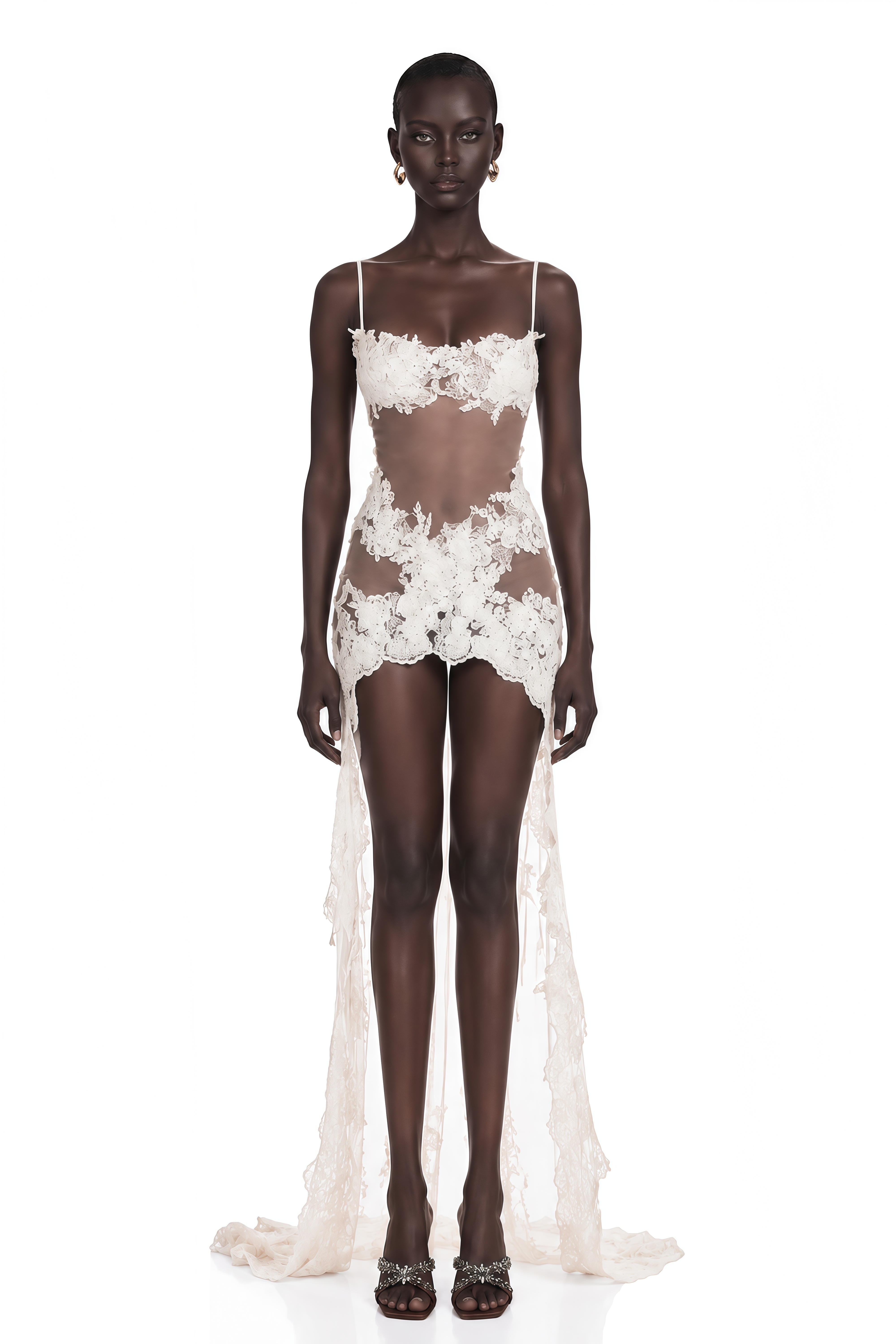 Mieke White Semi-Sheer Lace Maxi Dress – Miss Rosier - Women's