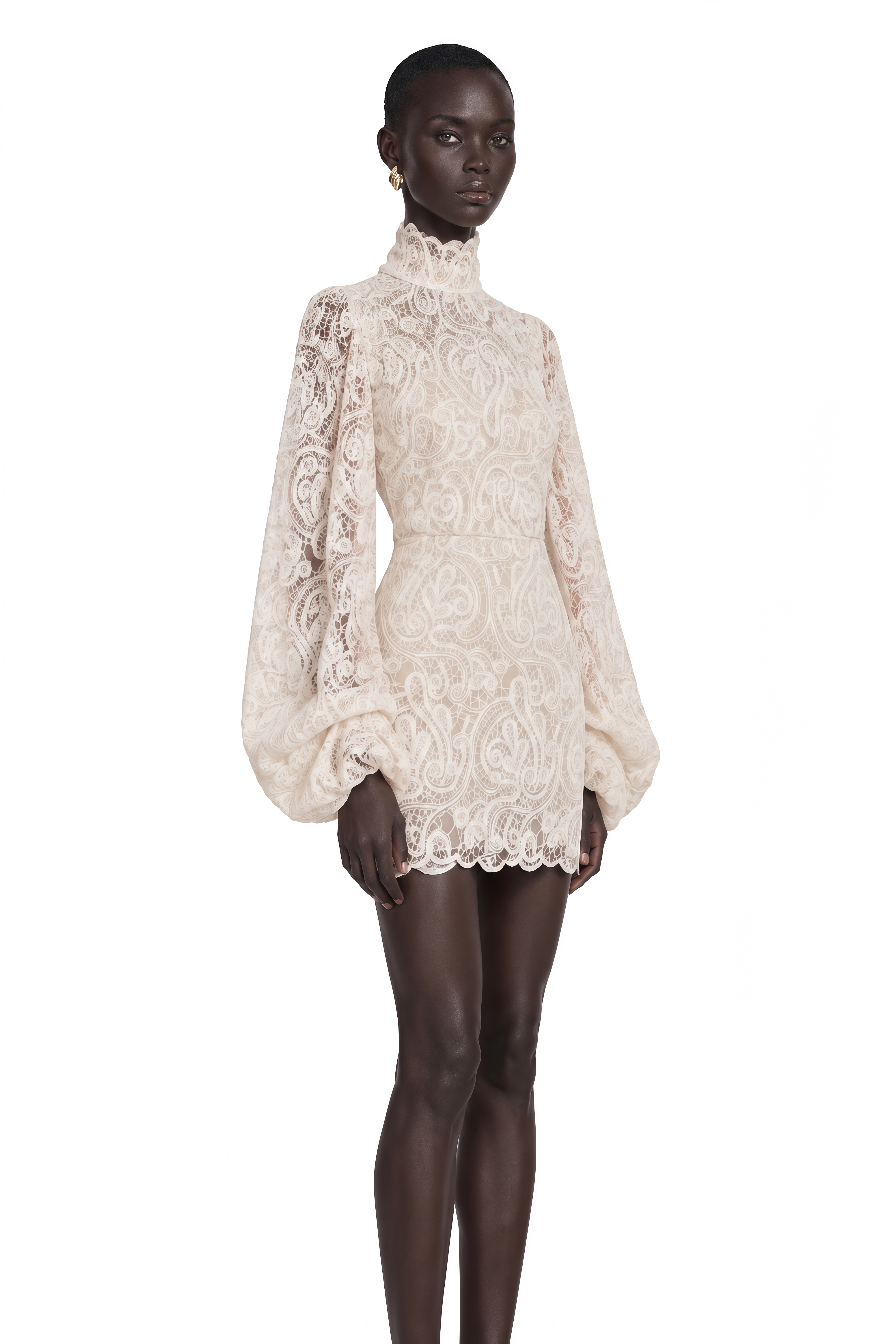 Eulalie Cream White Lace Blouse & Skirt Set