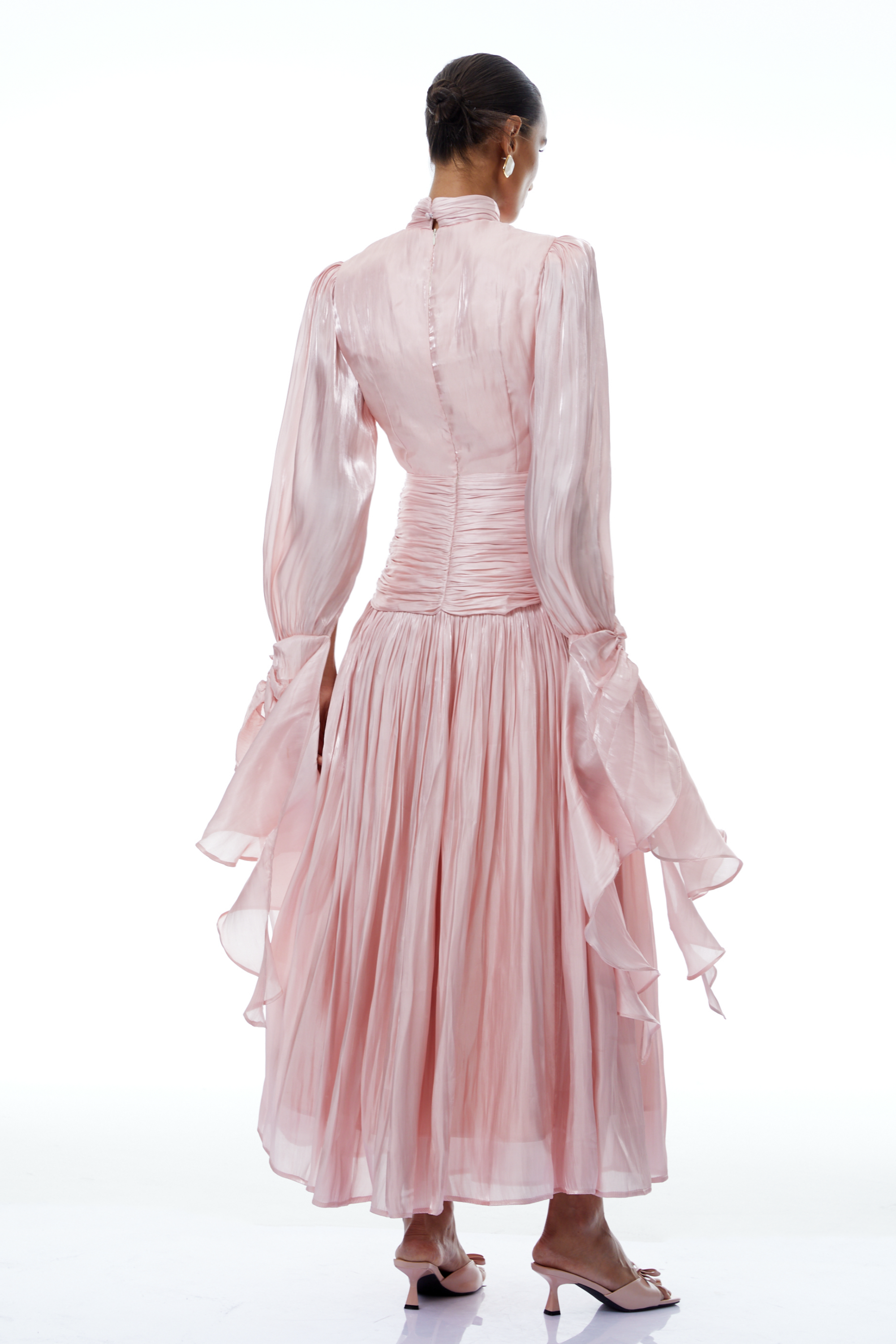 Puff Sleeve Ruched Bodice Maxi Dress