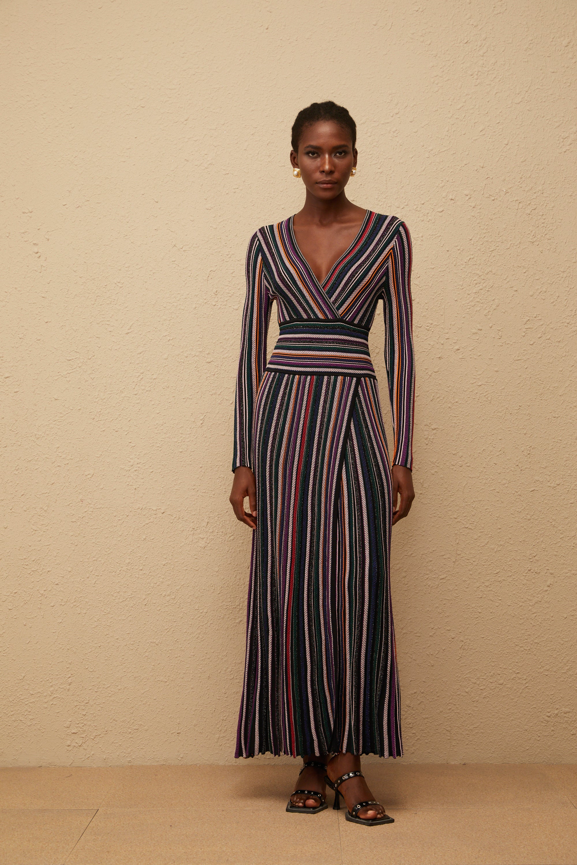Phoebe Black Vertical Stripe Knit Maxi Dress – Miss Rosier
