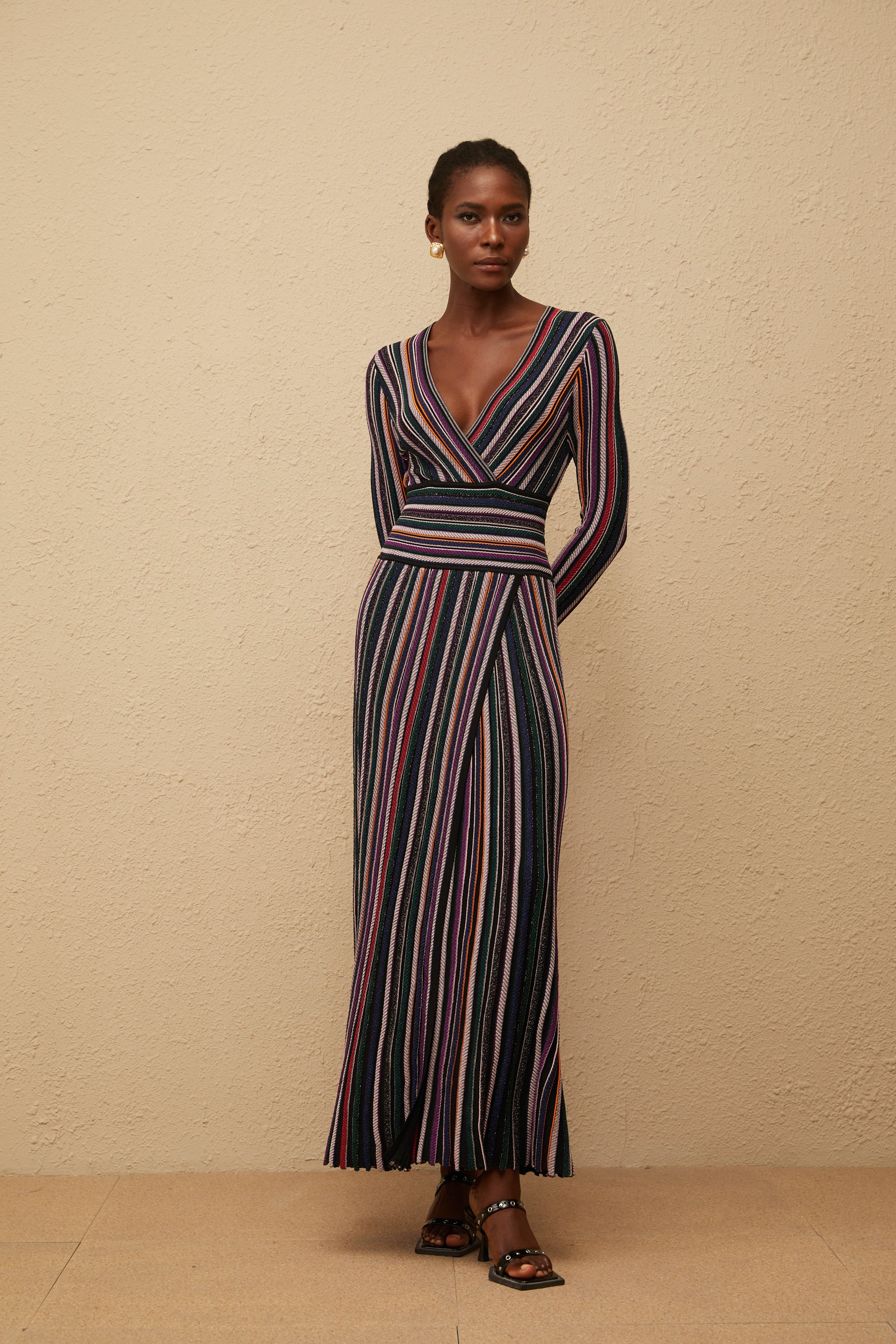 Phoebe Black Vertical Stripe Knit Maxi Dress – Miss Rosier