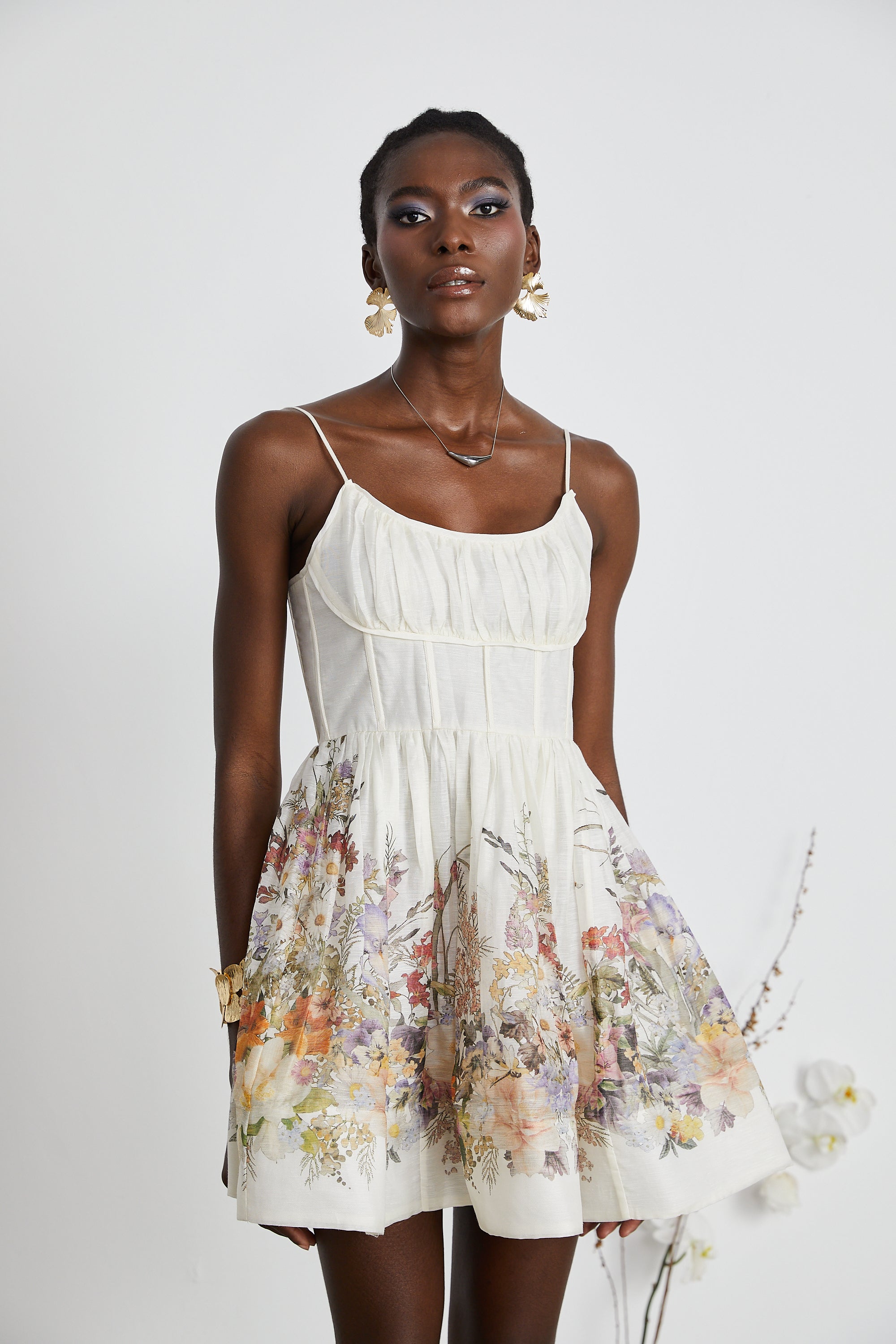 Valentia floral-print ruched mini dress (Final Sale-US Only)