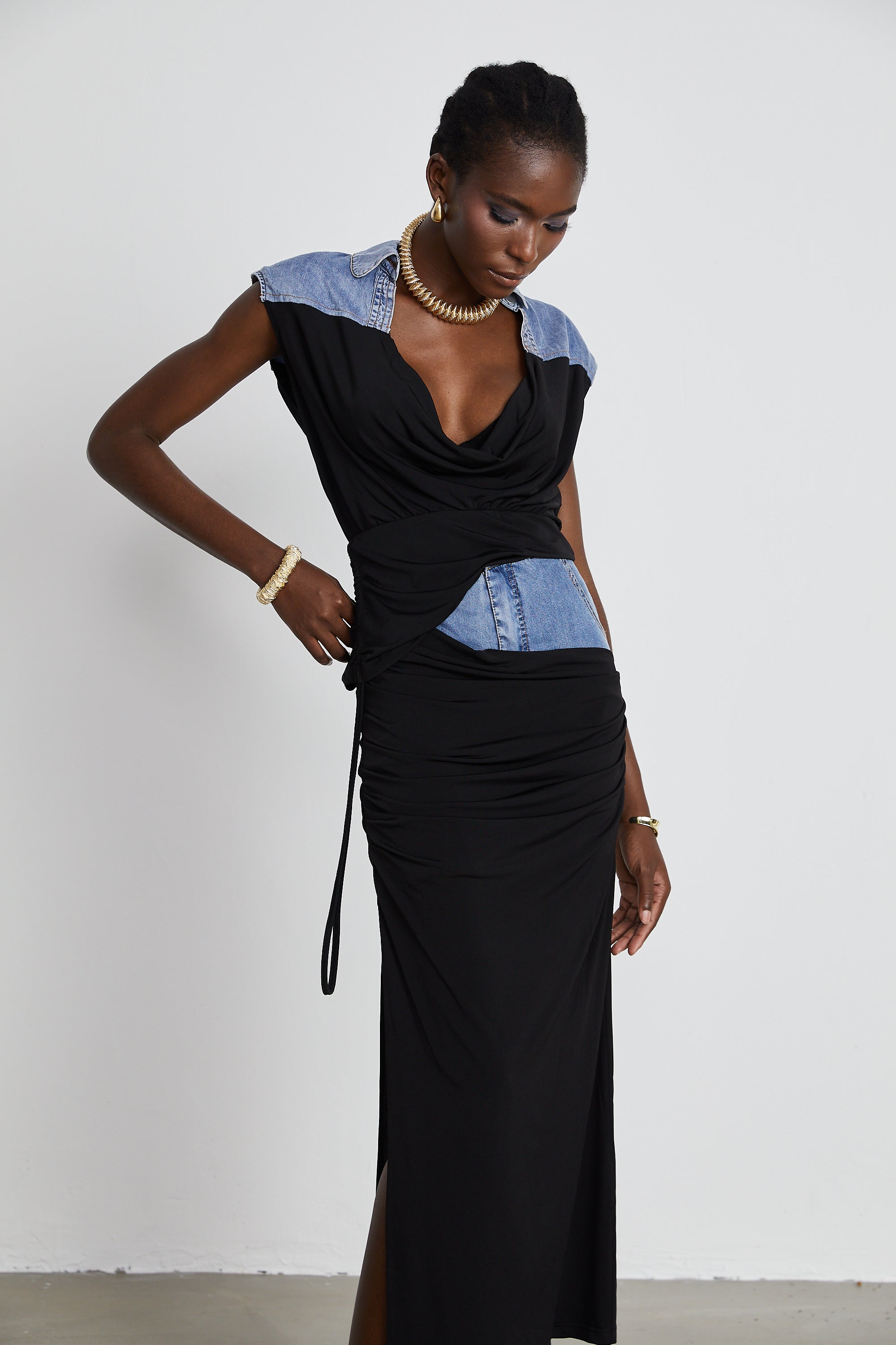 Denim Top & Skirt Set