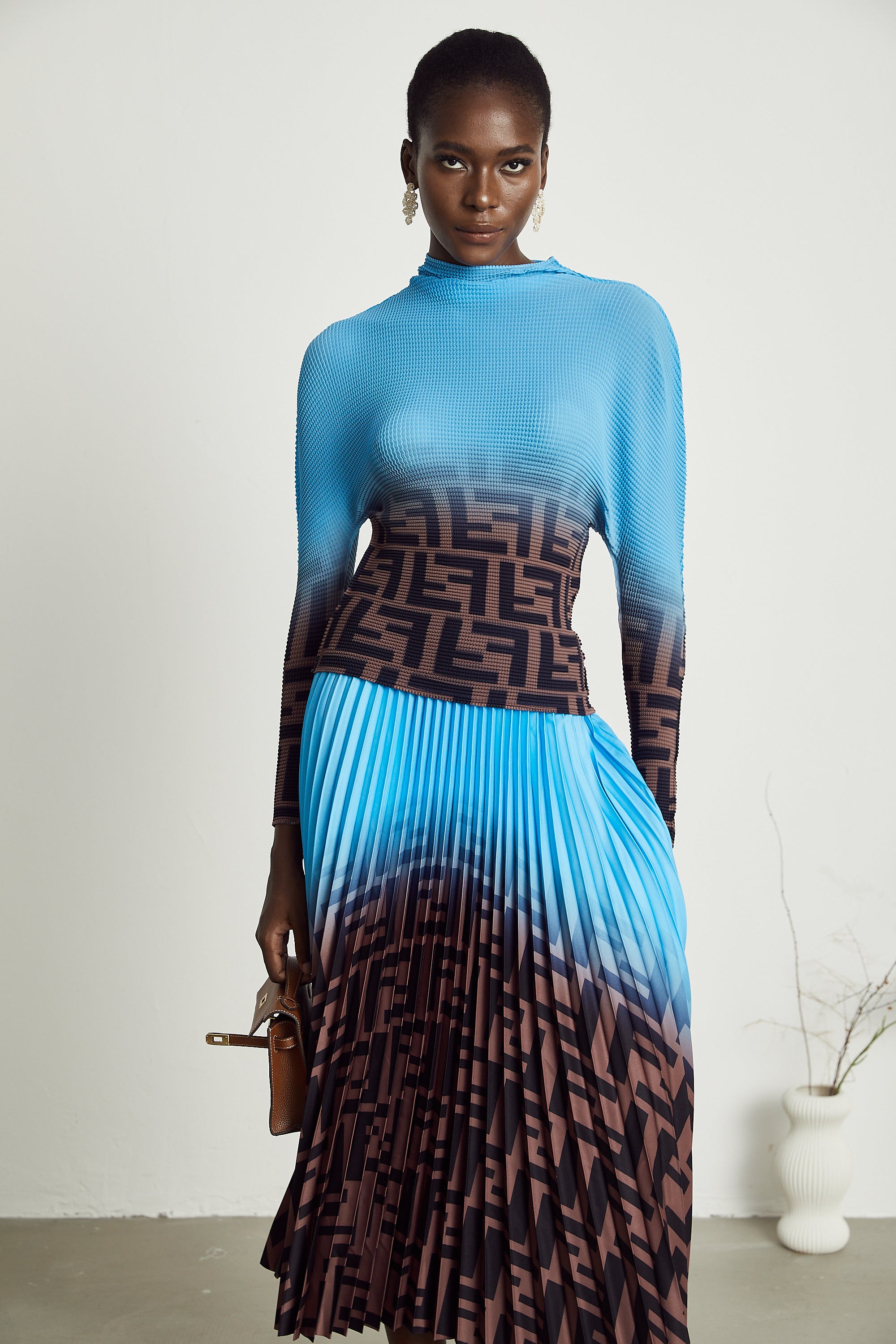 Désirée color-block pleated top & skirt matching set – Miss Rosier